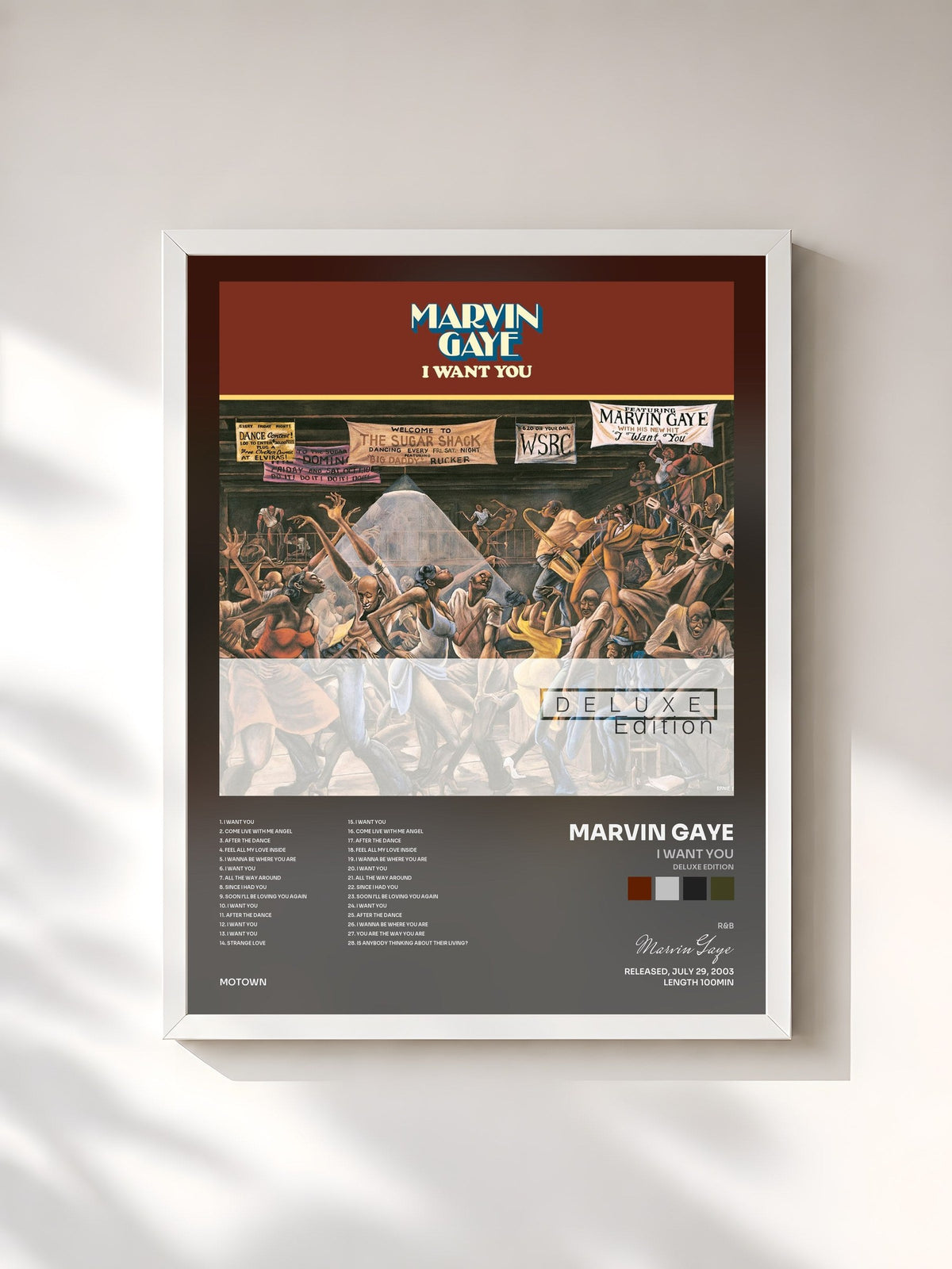 #blanc Tableau de l'album I Want You (Deluxe Edition) de Marvin Gaye, cadre blanc, imprimé et encadré en France