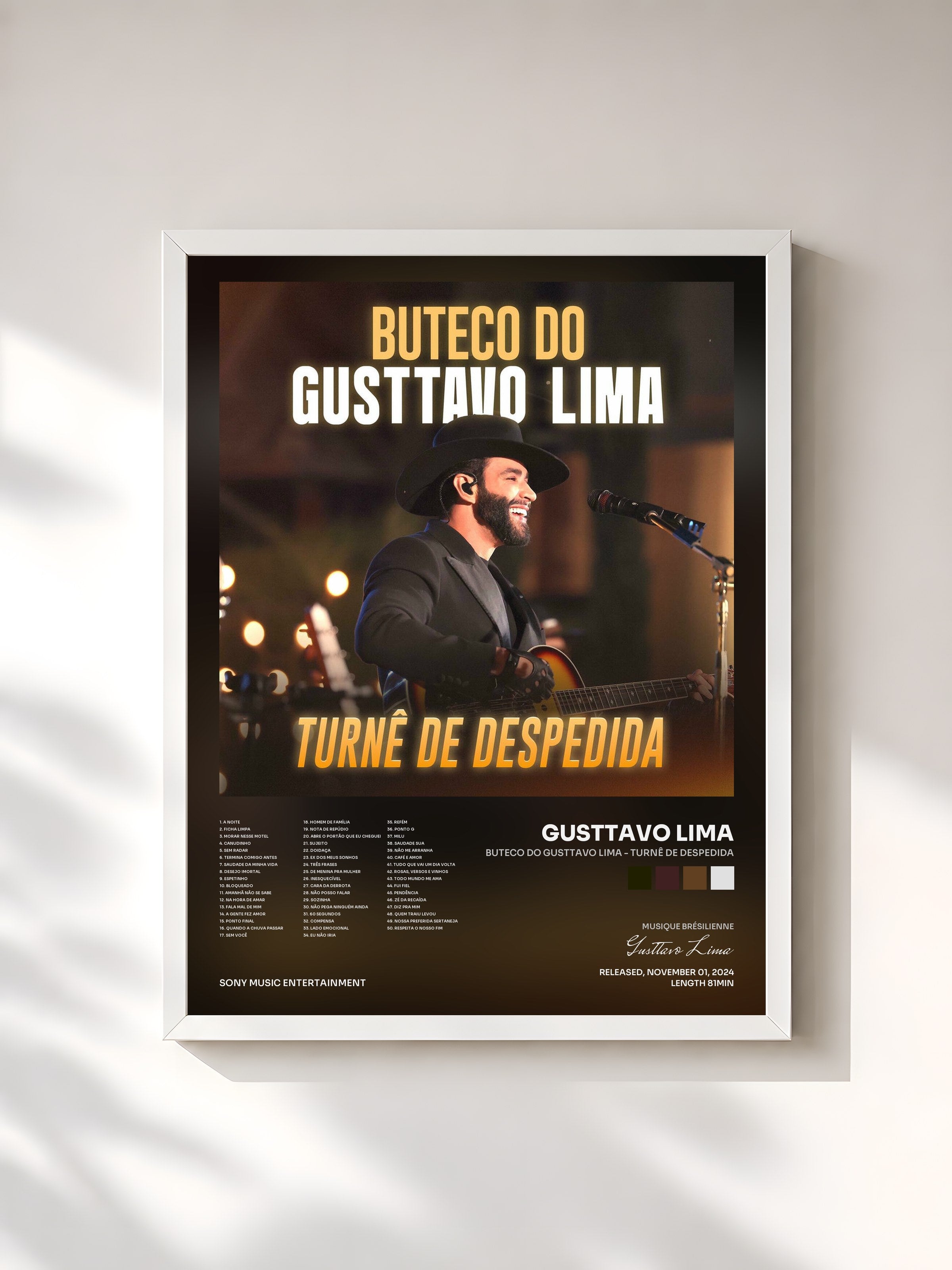#blanc Tableau de l'album Buteco do Gusttavo Lima - Turnê de Despedida de Gusttavo Lima, cadre blanc, imprimé et encadré en France