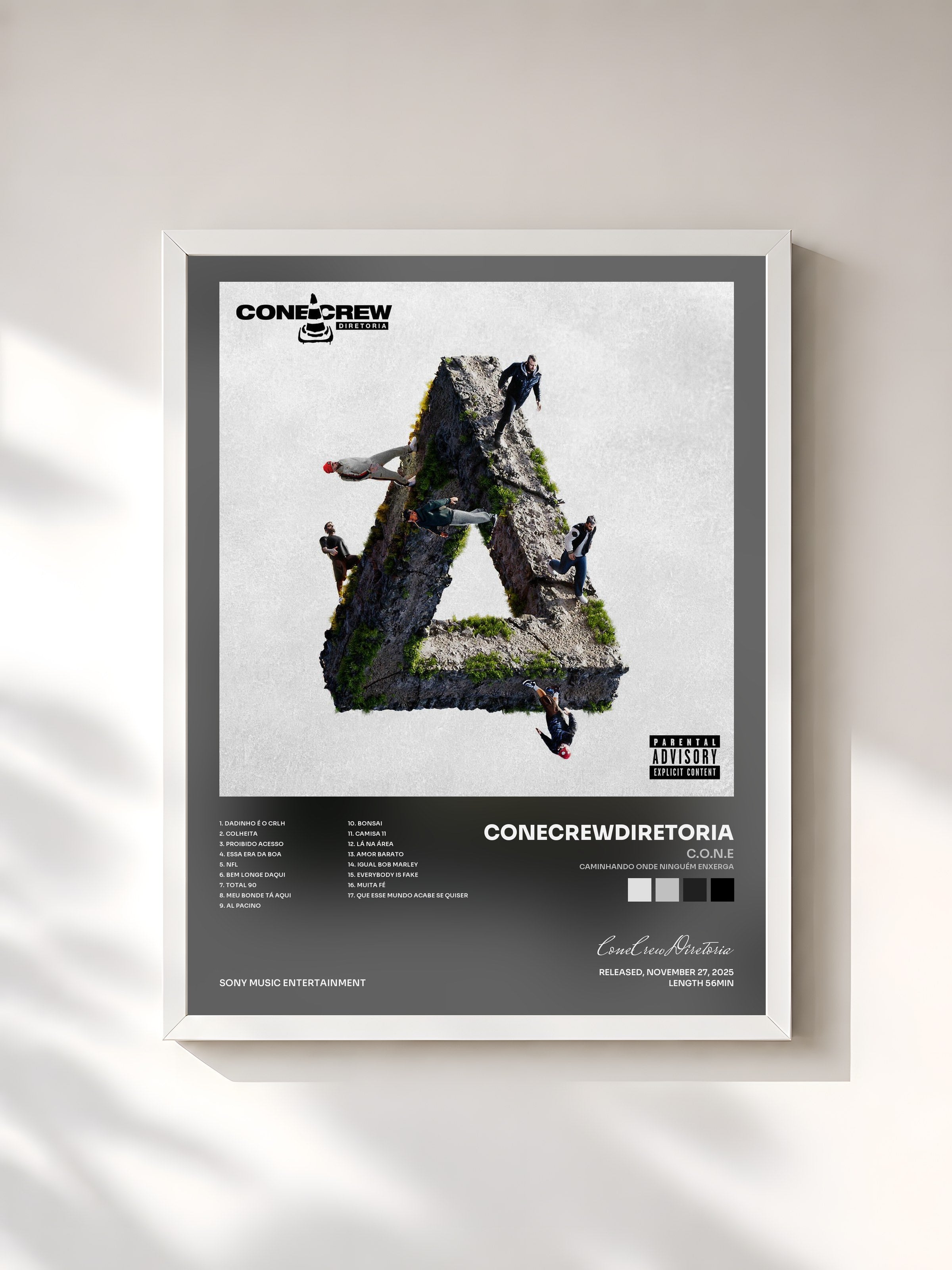 #blanc Tableau de l'album C.O.N.E (Caminhando Onde Ninguém Enxerga) de ConeCrewDiretoria, cadre blanc, imprimé et encadré en France