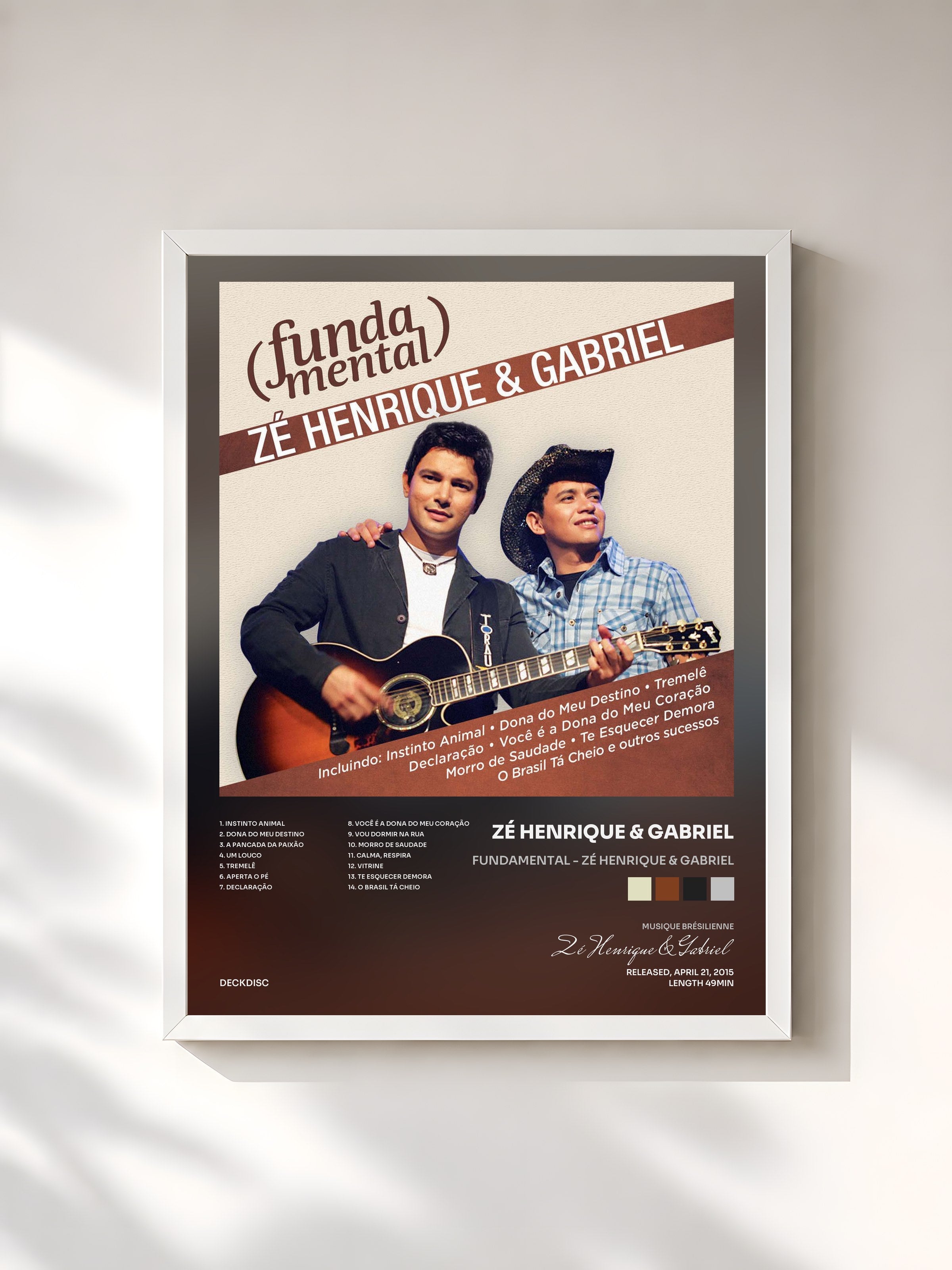 #blanc Tableau de l'album Fundamental - Zé Henrique & Gabriel de Zé Henrique & Gabriel, cadre blanc, imprimé et encadré en France