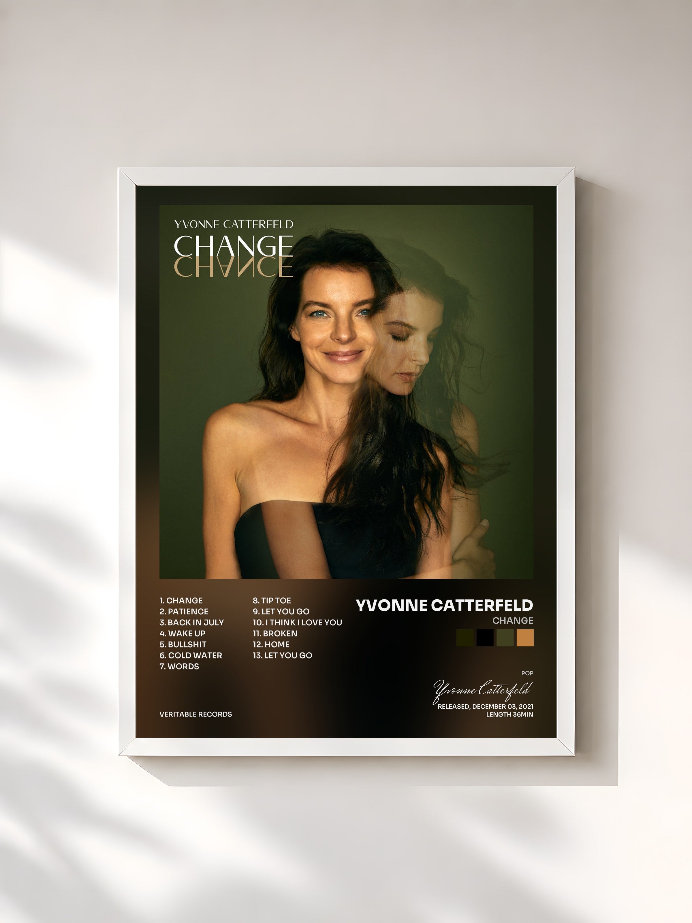 #blanc Tableau de l'album Change de Yvonne Catterfeld, cadre blanc, imprimé et encadré en France