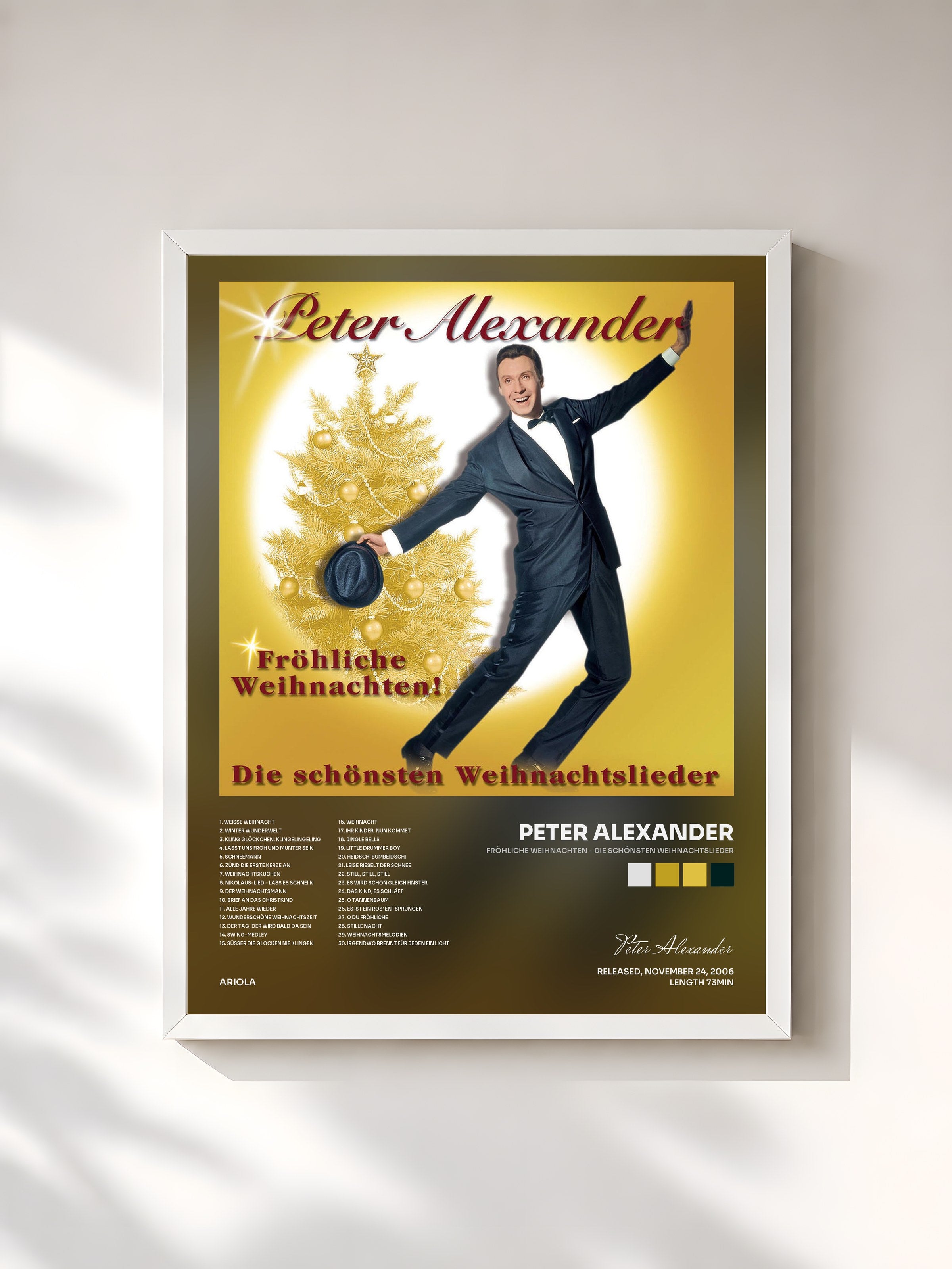 #blanc Tableau de l'album Fröhliche Weihnachten - Die schönsten Weihnachtslieder de Peter Alexander, cadre blanc, imprimé et encadré en France