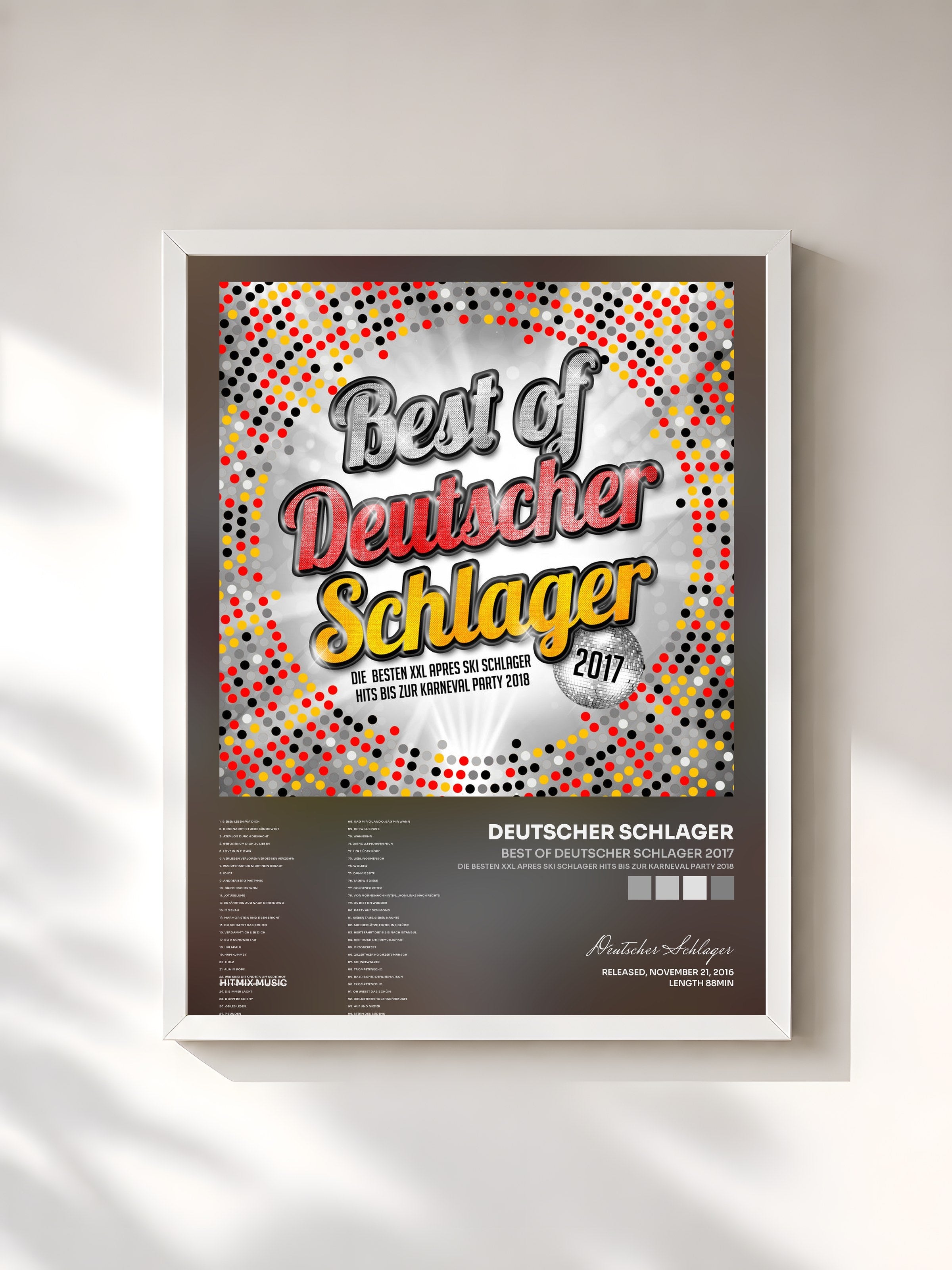 #blanc Tableau de l'album Best of Deutscher Schlager 2017 (Die besten XXL Apres Ski Schlager Hits bis zur Karneval Party 2018) de Deutscher Schlager, cadre blanc, imprimé et encadré en France