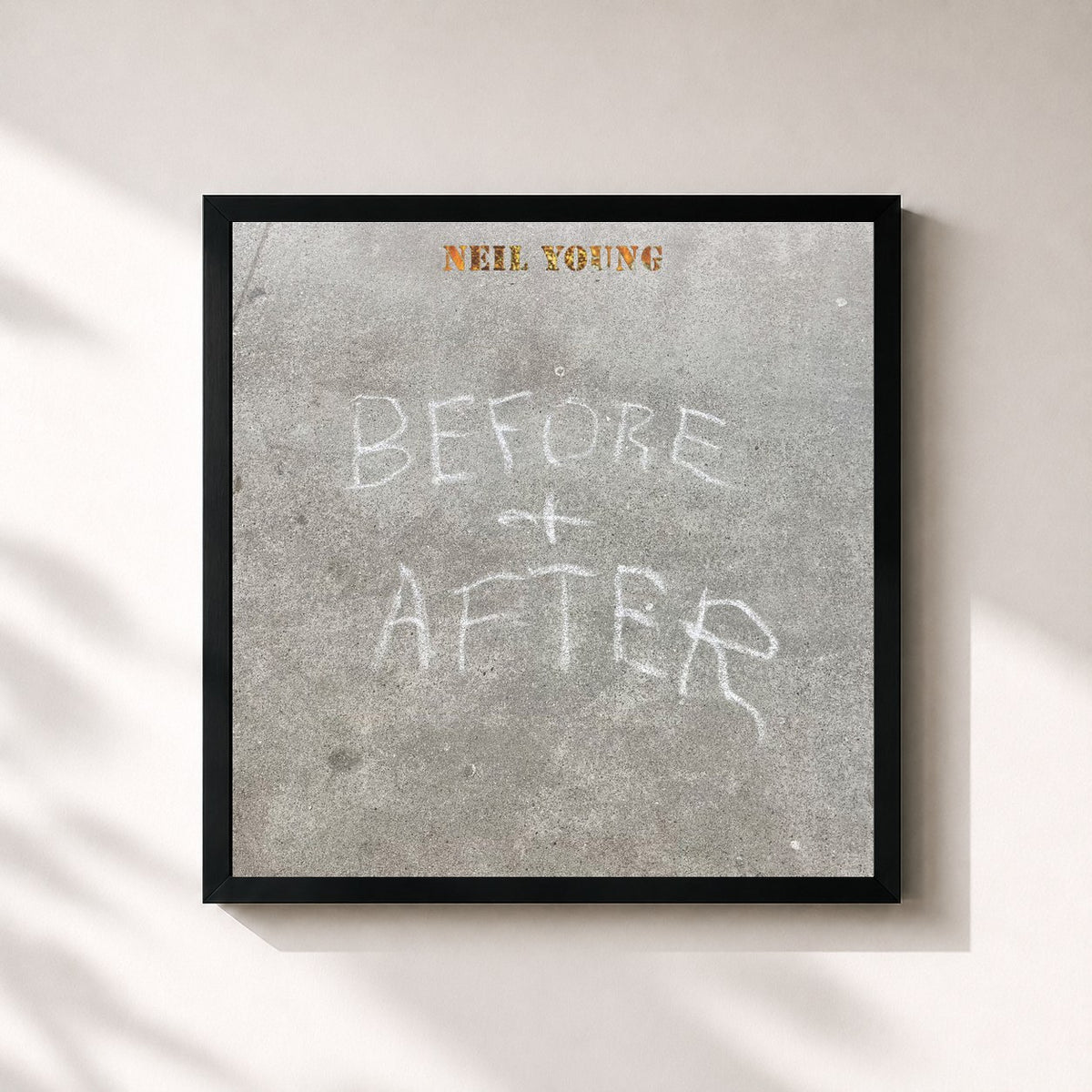 #noir Tableau carré de l'album Before and After de Neil Young, cadre noir 32x32 cm