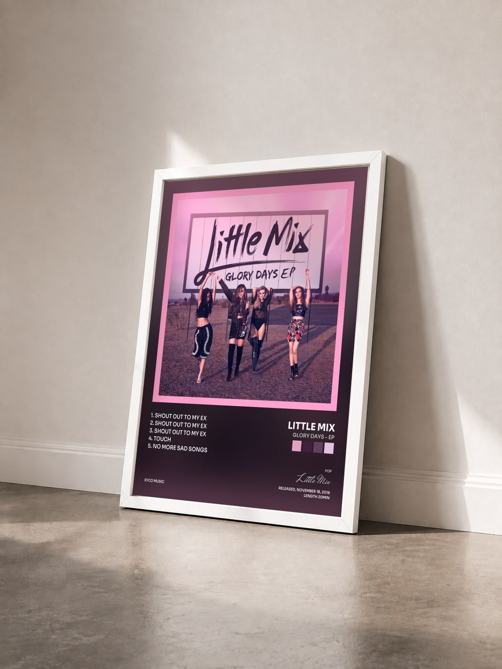 #blanc Tableau de l'album Glory Days - EP de Little Mix vu de trois quarts, cadre blanc