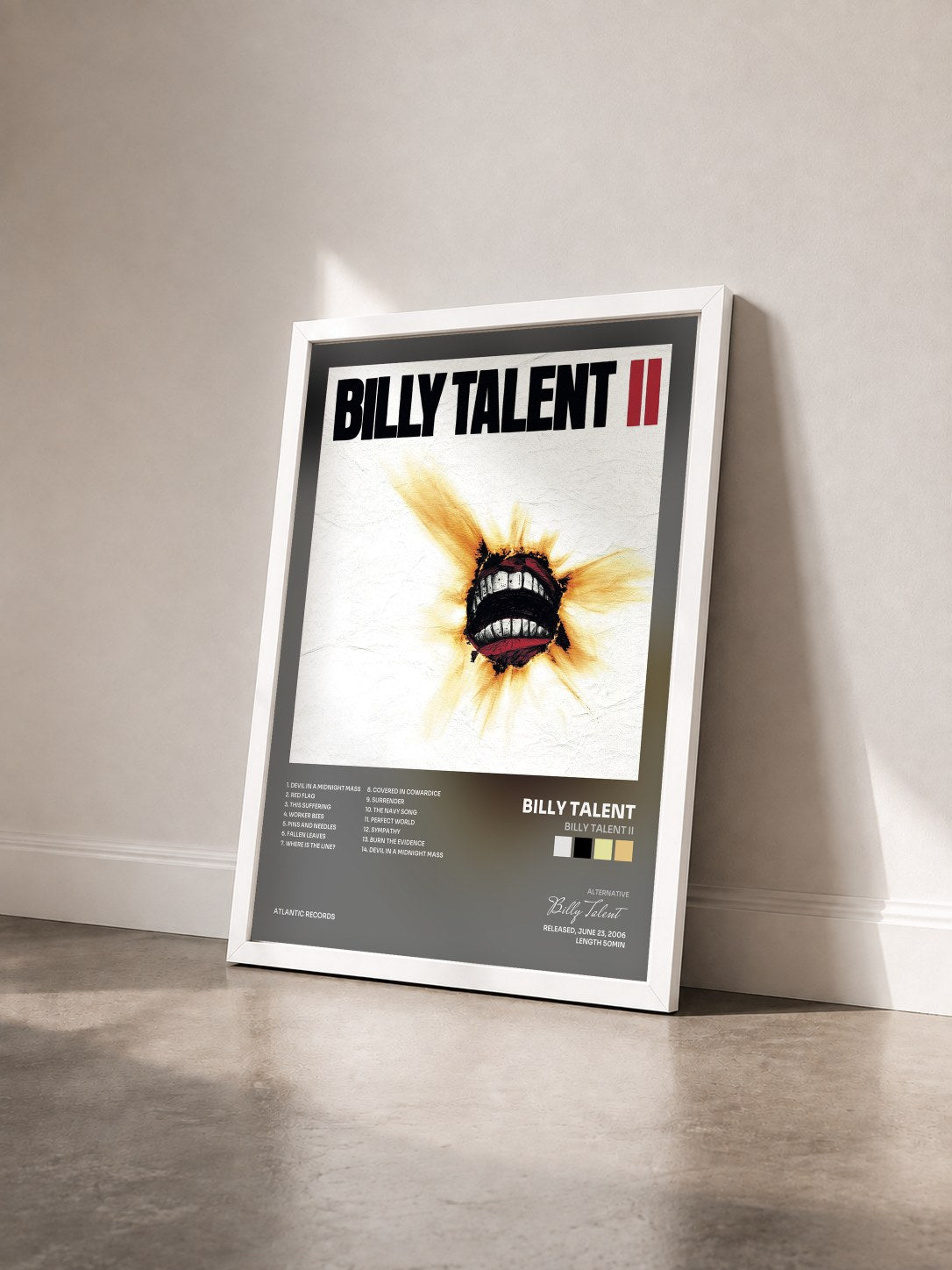 #blanc Billy Talent II von Billy Talent als gerahmter Kunstdruck von schräg gesehen, weißer Rahmen