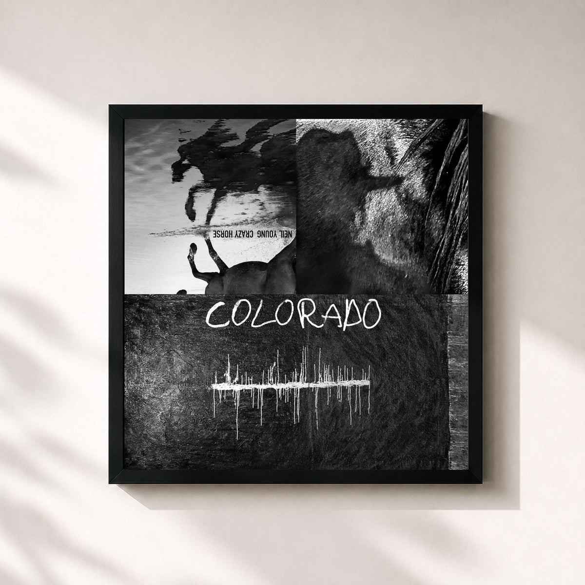 #noir Tableau carré de l'album Colorado de Neil Young, cadre noir 32x32 cm
