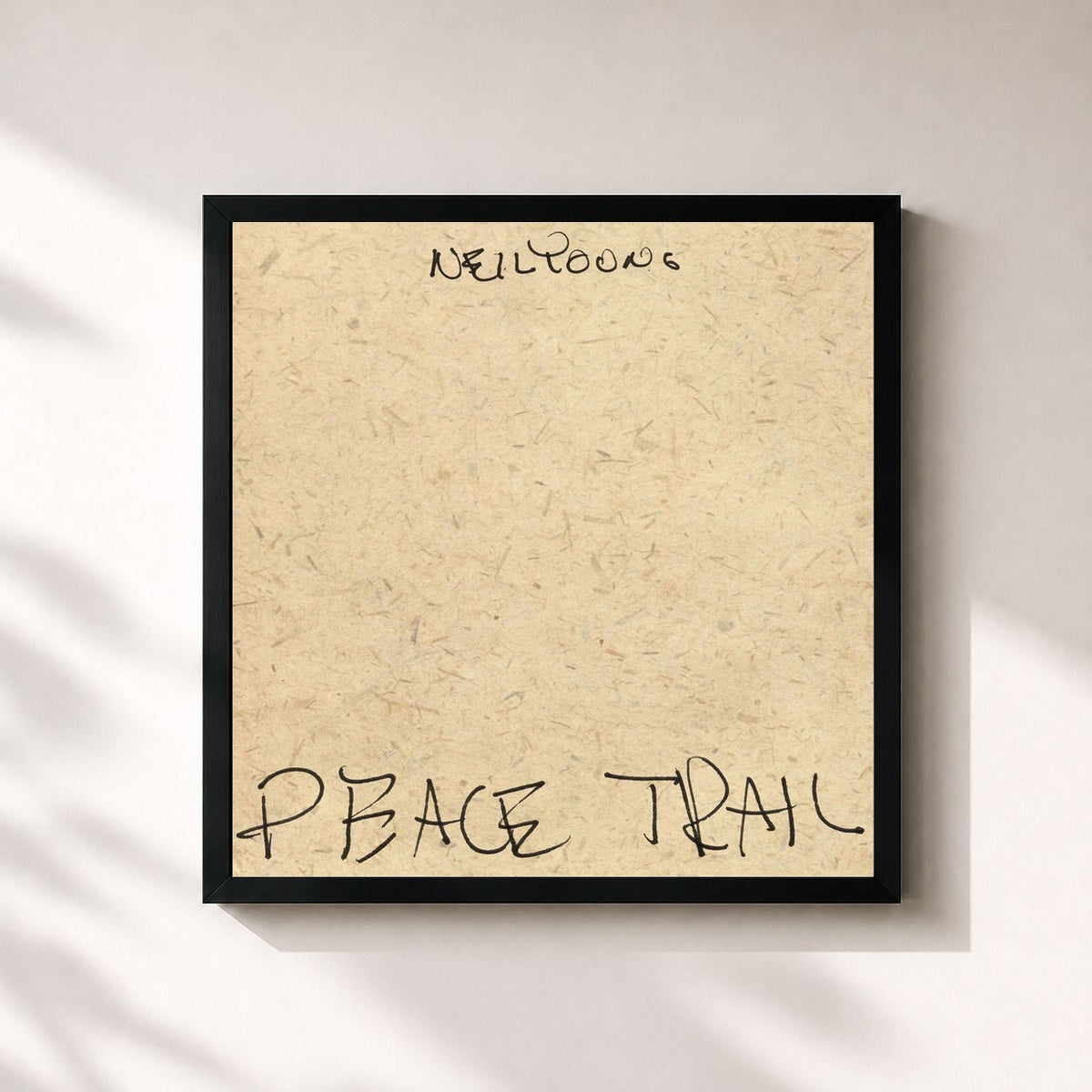 #noir Tableau carré de l'album Peace Trail de Neil Young, cadre noir 32x32 cm