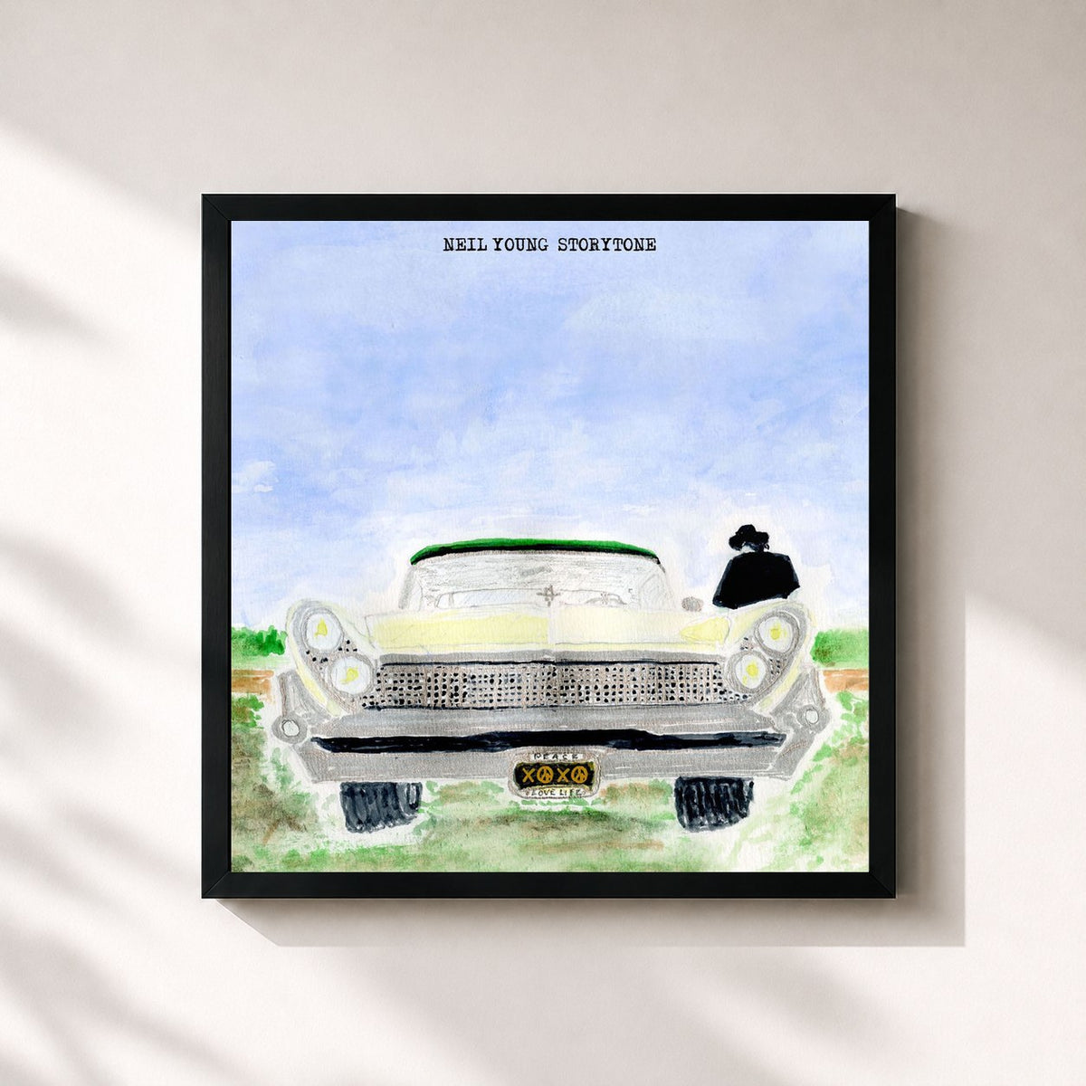 #noir Tableau carré de l'album Storytone (Deluxe Edition) de Neil Young, cadre noir 32x32 cm