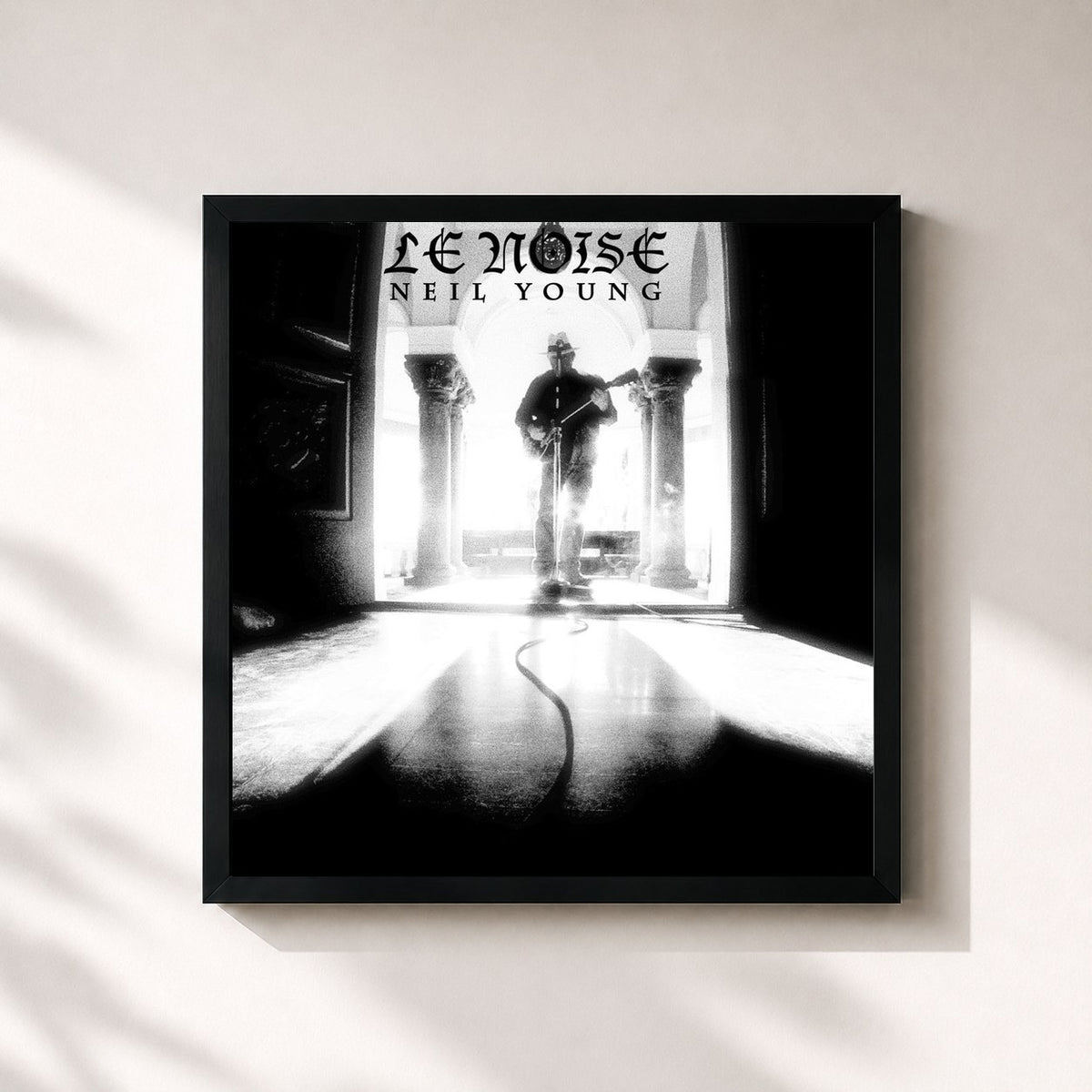 #noir Tableau carré de l'album Le Noise de Neil Young, cadre noir 32x32 cm