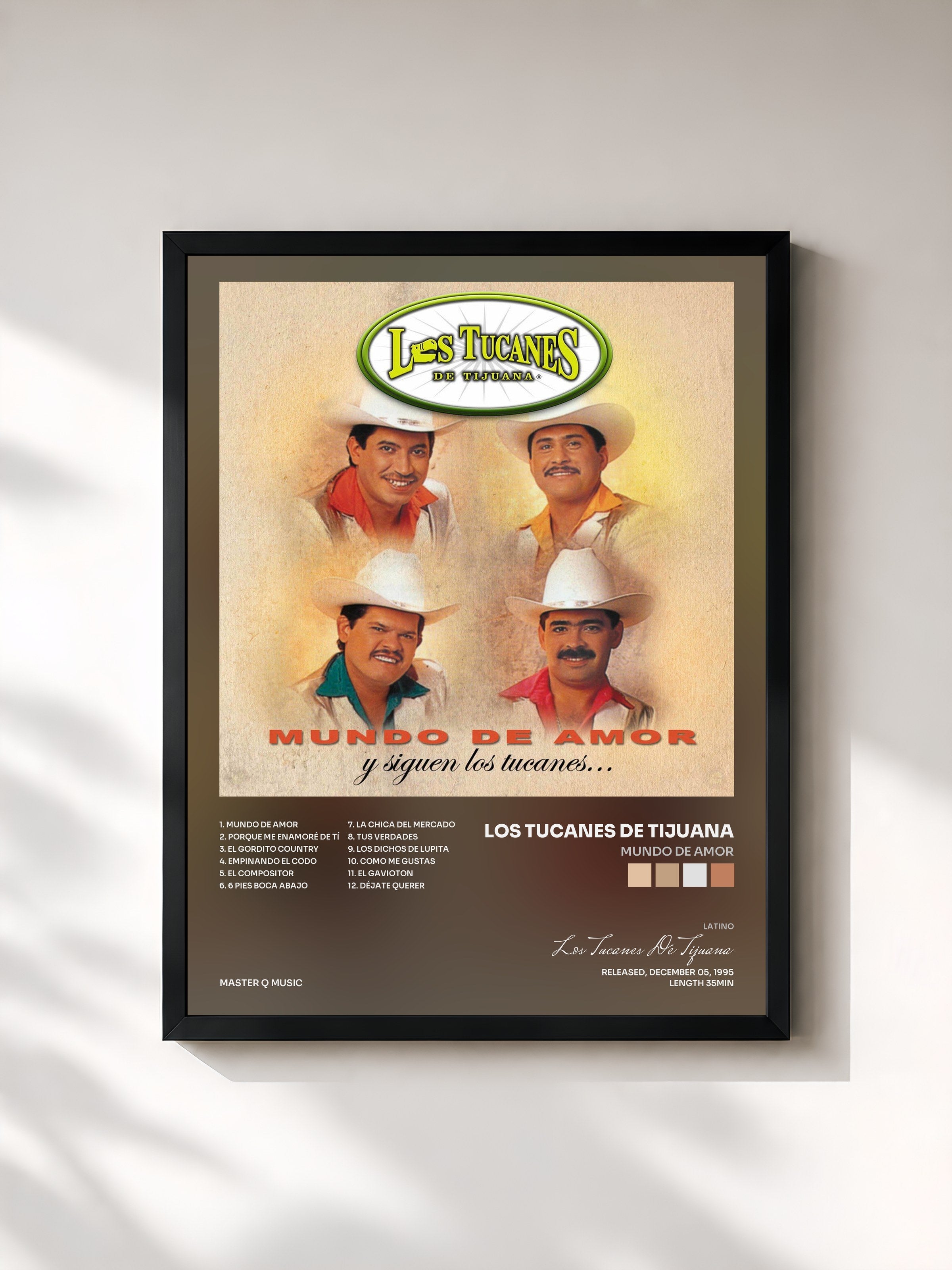 #noir Tableau de l'album Mundo De Amor de Los Tucanes De Tijuana, cadre noir, imprimé et encadré en France