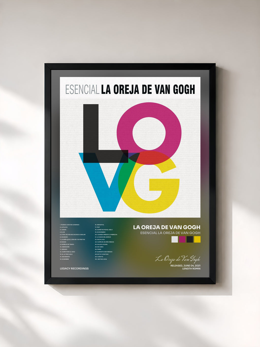 #noir Tableau de l'album Esencial La Oreja de Van Gogh de La Oreja de Van Gogh, cadre noir, imprimé et encadré en France