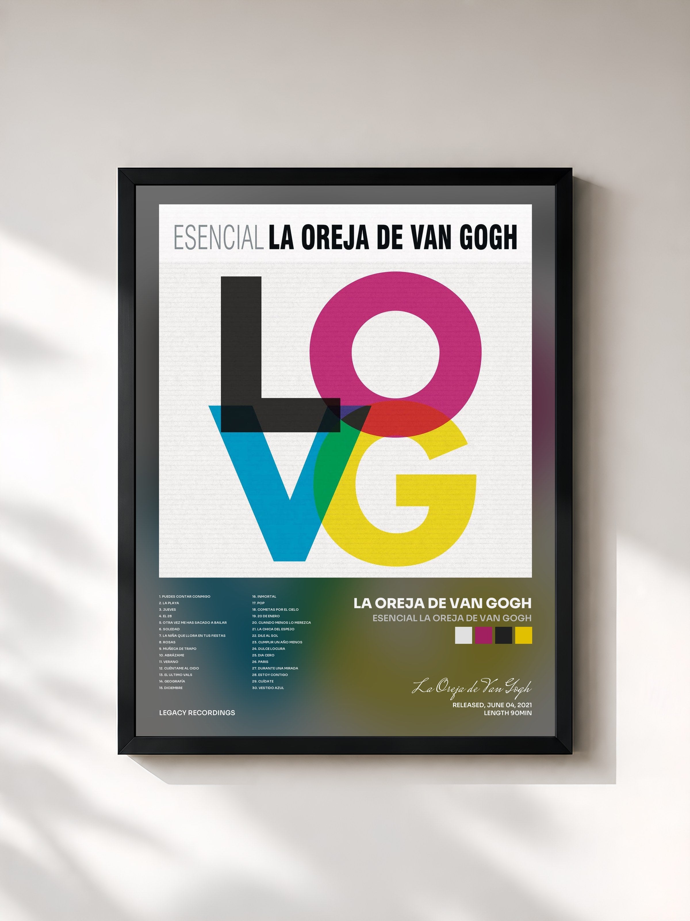 #noir Tableau de l'album Esencial La Oreja de Van Gogh de La Oreja de Van Gogh, cadre noir, imprimé et encadré en France