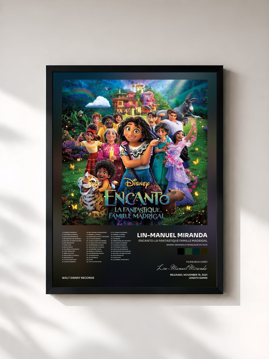 #noir Encanto: La fantastique famille Madrigal (Bande Originale Française du Film) by Lin-Manuel Miranda as a framed art print, black frame, printed and framed in France