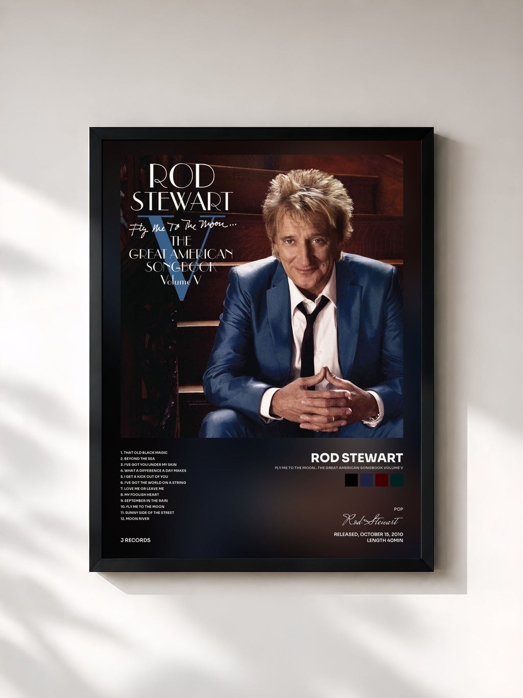 #noir Fly Me To The Moon...The Great American Songbook Volume V di Rod Stewart in stampa incorniciata, cornice nera, stampata e incorniciata in Francia