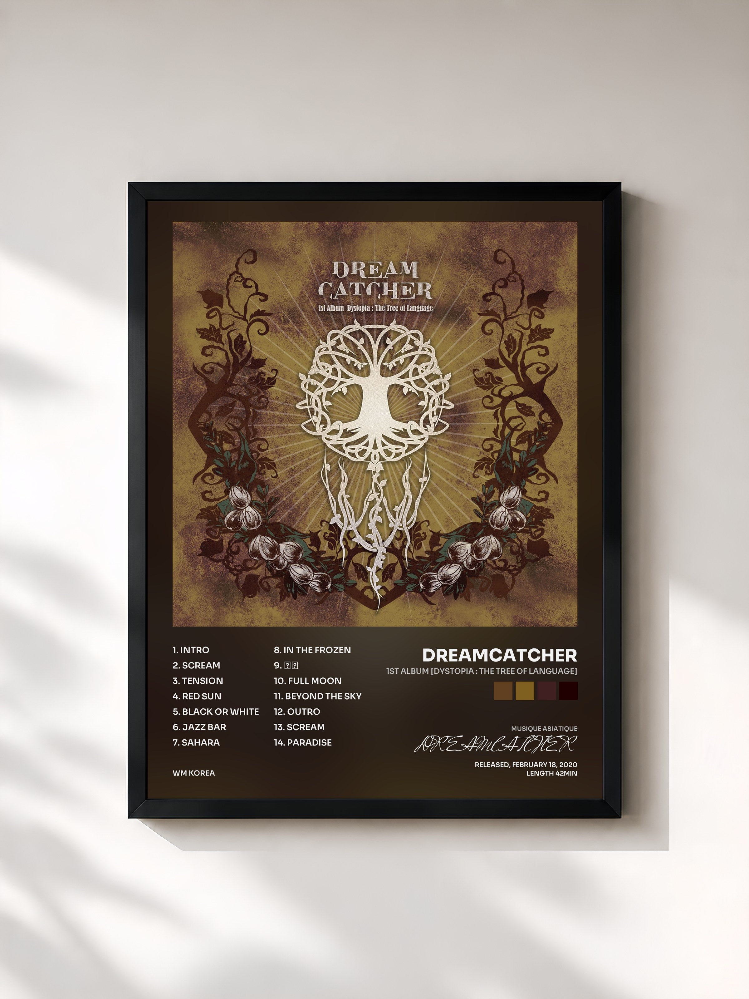 #noir Tableau de l'album 1st Album [Dystopia : The Tree of Language] de DREAMCATCHER, cadre noir, imprimé et encadré en France