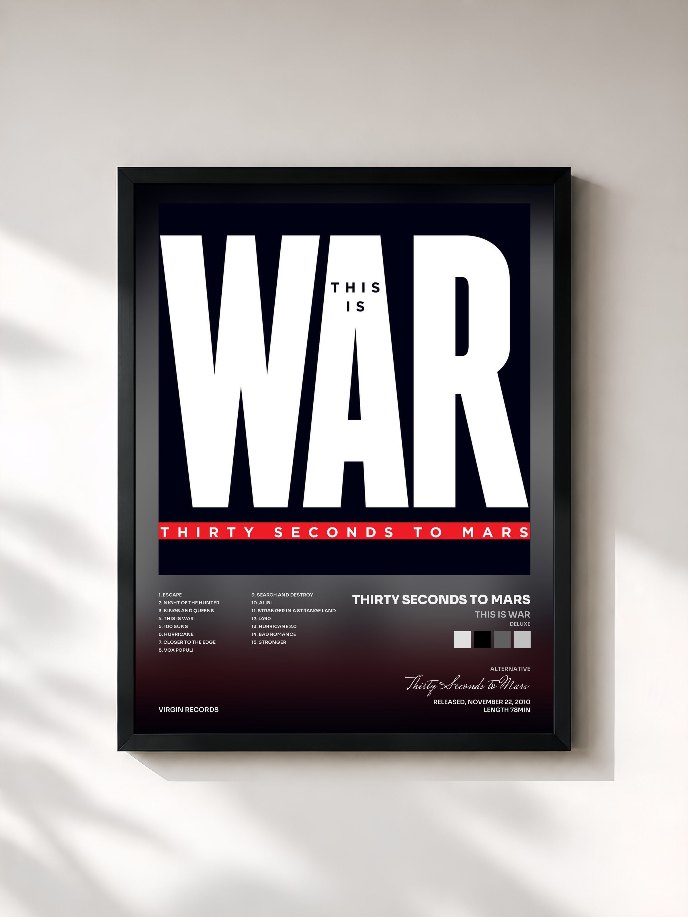 #noir This Is War (Deluxe) by Thirty Seconds to Mars as a framed art print, black frame, printed and framed in France