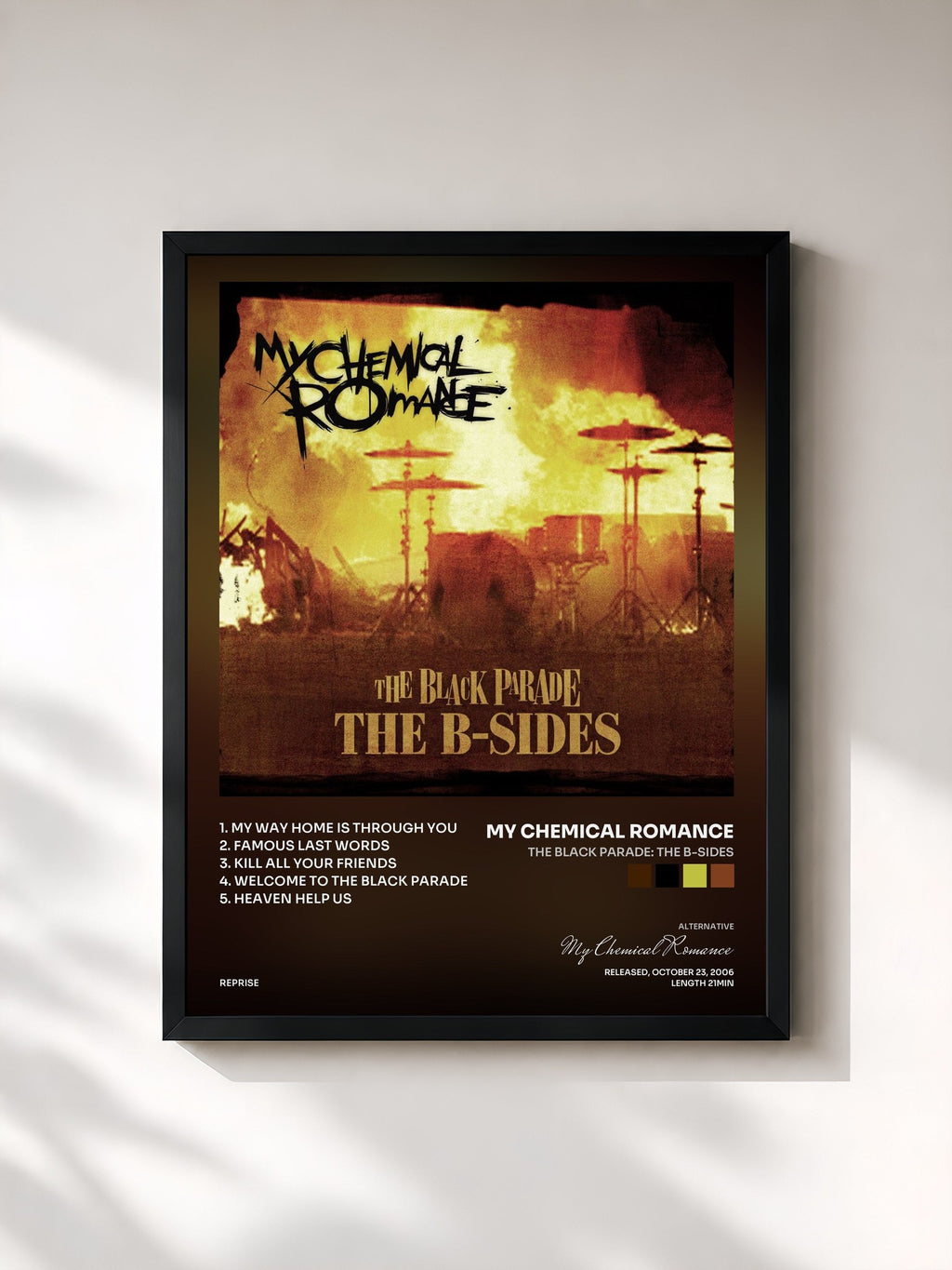 #noir Tableau de l'album The Black Parade: The B-Sides de My Chemical Romance, cadre noir, imprimé et encadré en France