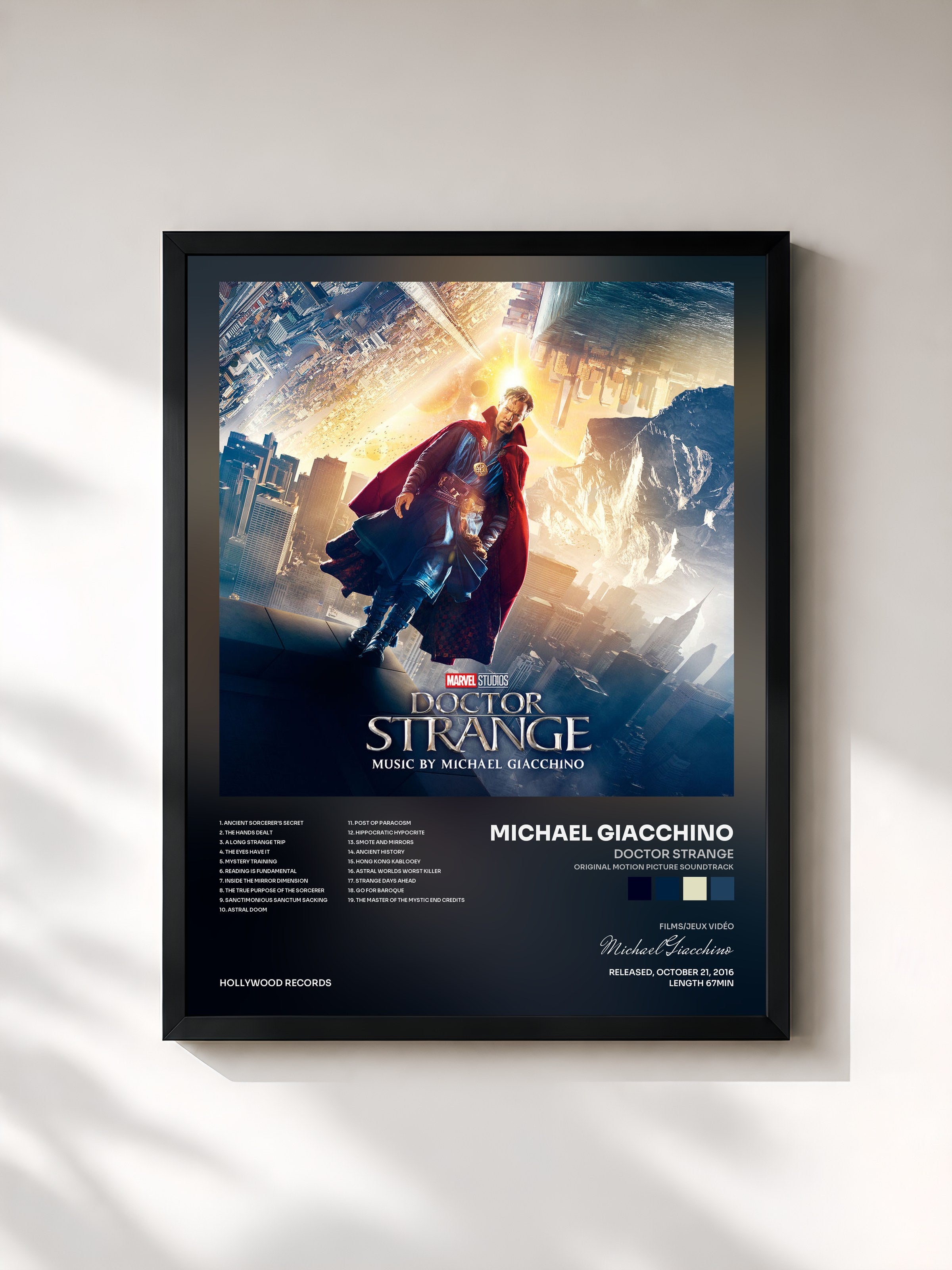 #noir Tableau de l'album Doctor Strange (Original Motion Picture Soundtrack) de Michael Giacchino, cadre noir, imprimé et encadré en France