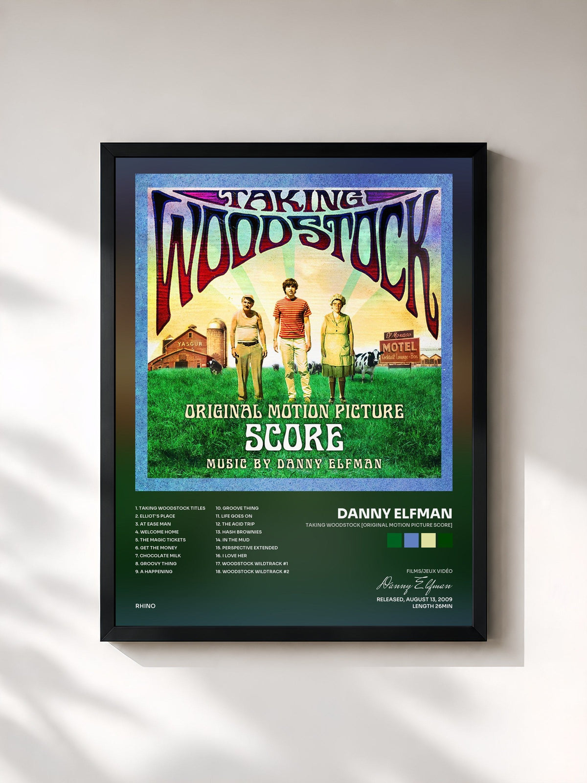 #noir Tableau de l'album Taking Woodstock [Original Motion Picture Score] de Danny Elfman, cadre noir, imprimé et encadré en France