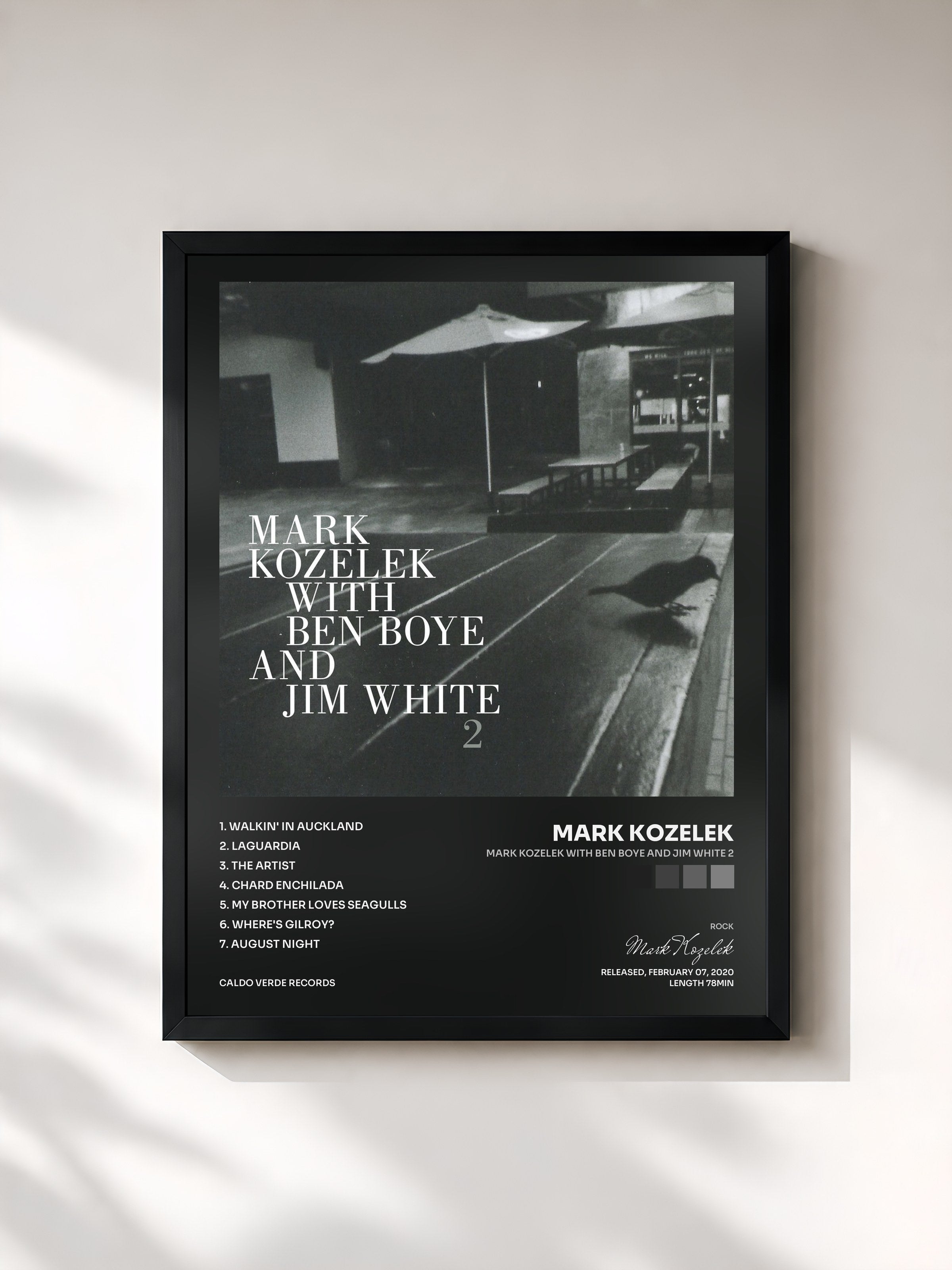 #noir Tableau de l'album Mark Kozelek with Ben Boye and Jim White 2 de Mark Kozelek, cadre noir, imprimé et encadré en France