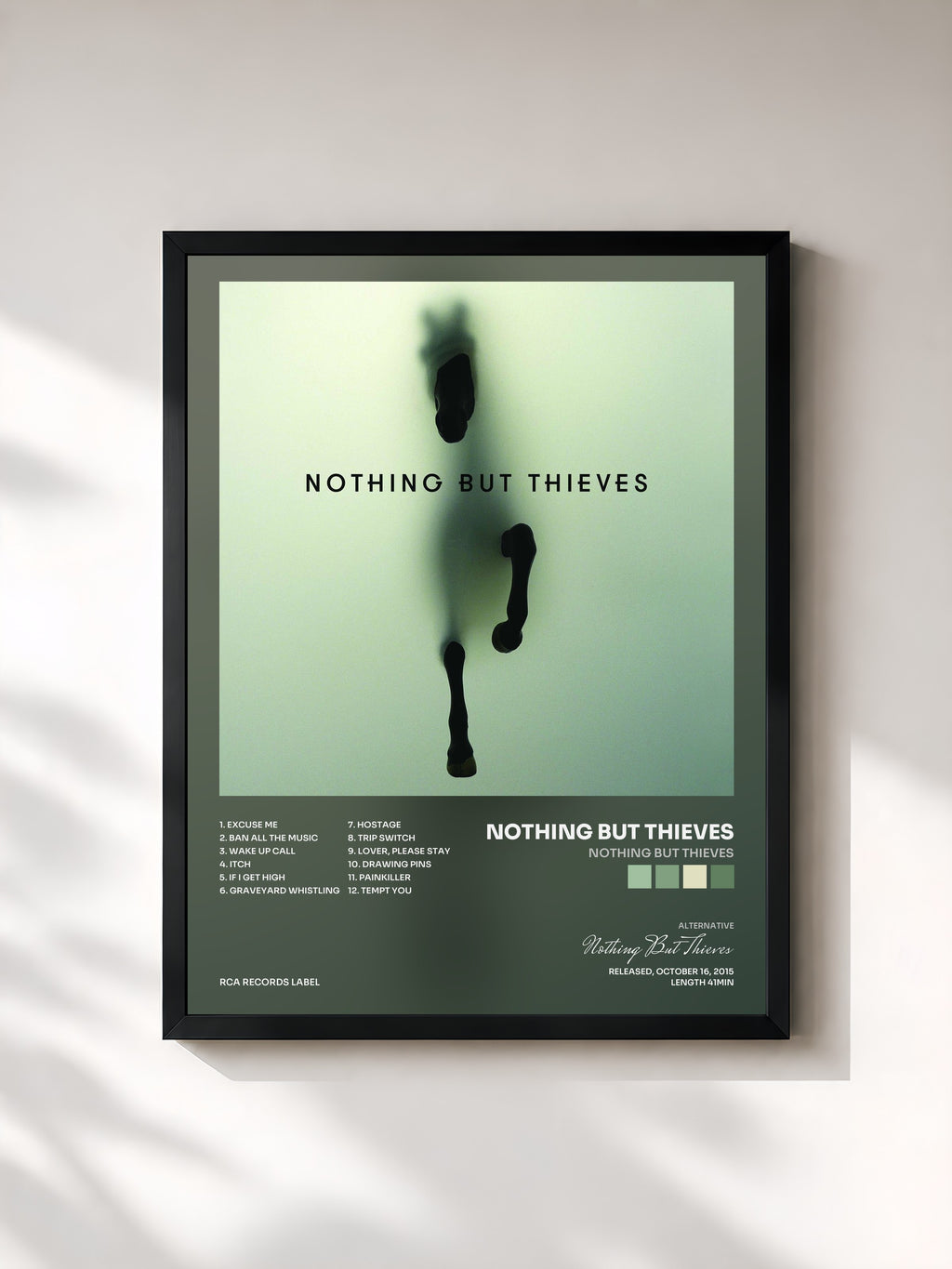 #noir Tableau de l'album Nothing But Thieves de Nothing But Thieves, cadre noir, imprimé et encadré en France