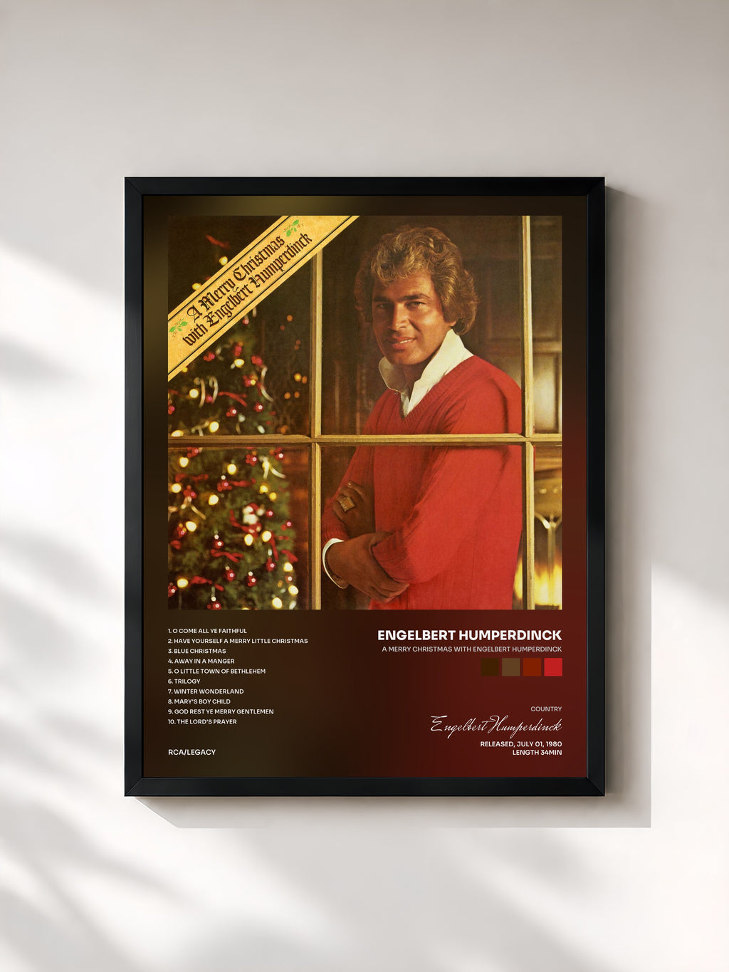 #noir Tableau de l'album A Merry Christmas With Engelbert Humperdinck de Engelbert Humperdinck, cadre noir, imprimé et encadré en France