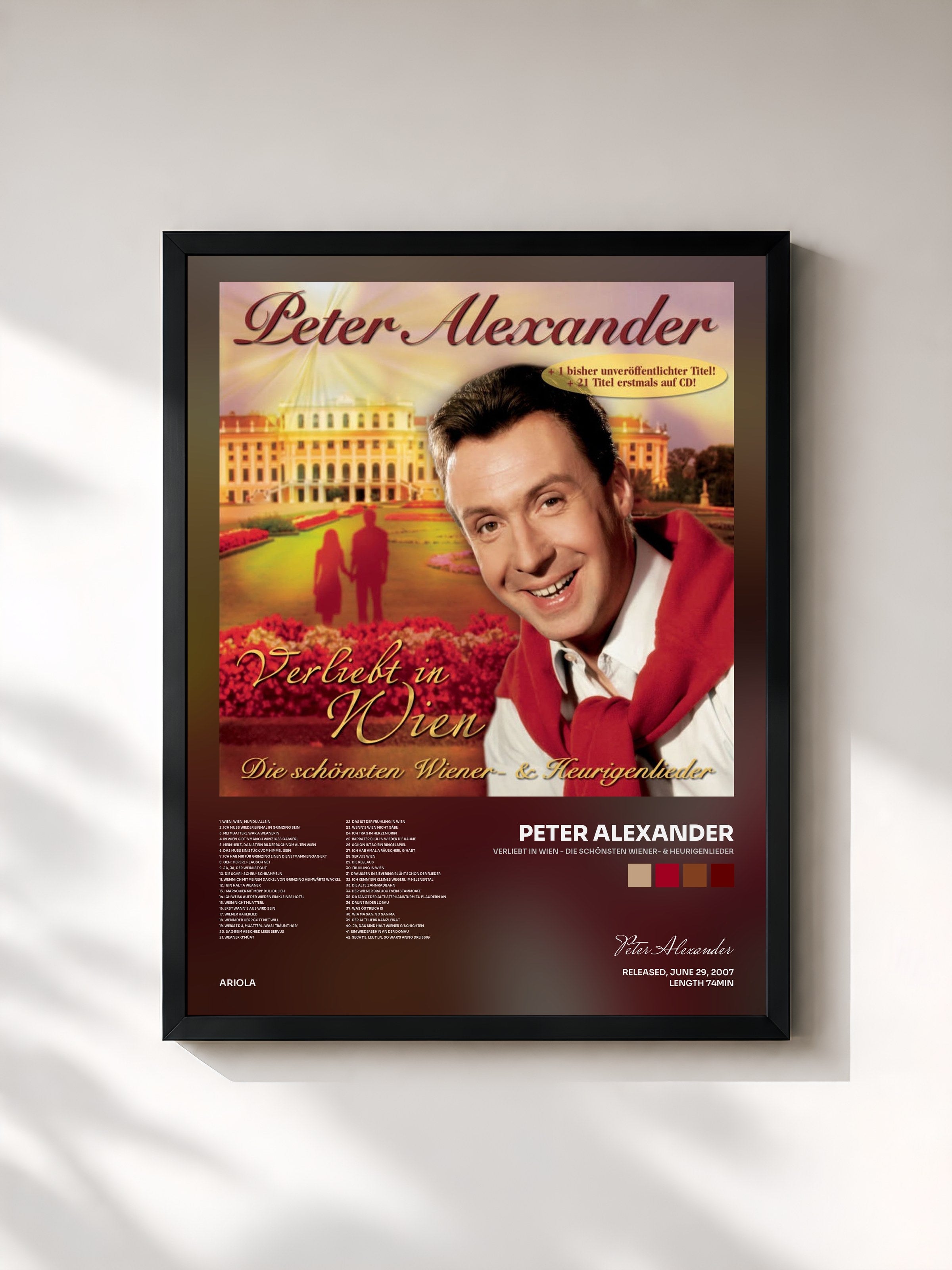 #noir Tableau de l'album Verliebt in Wien - Die schönsten Wiener- & Heurigenlieder de Peter Alexander, cadre noir, imprimé et encadré en France