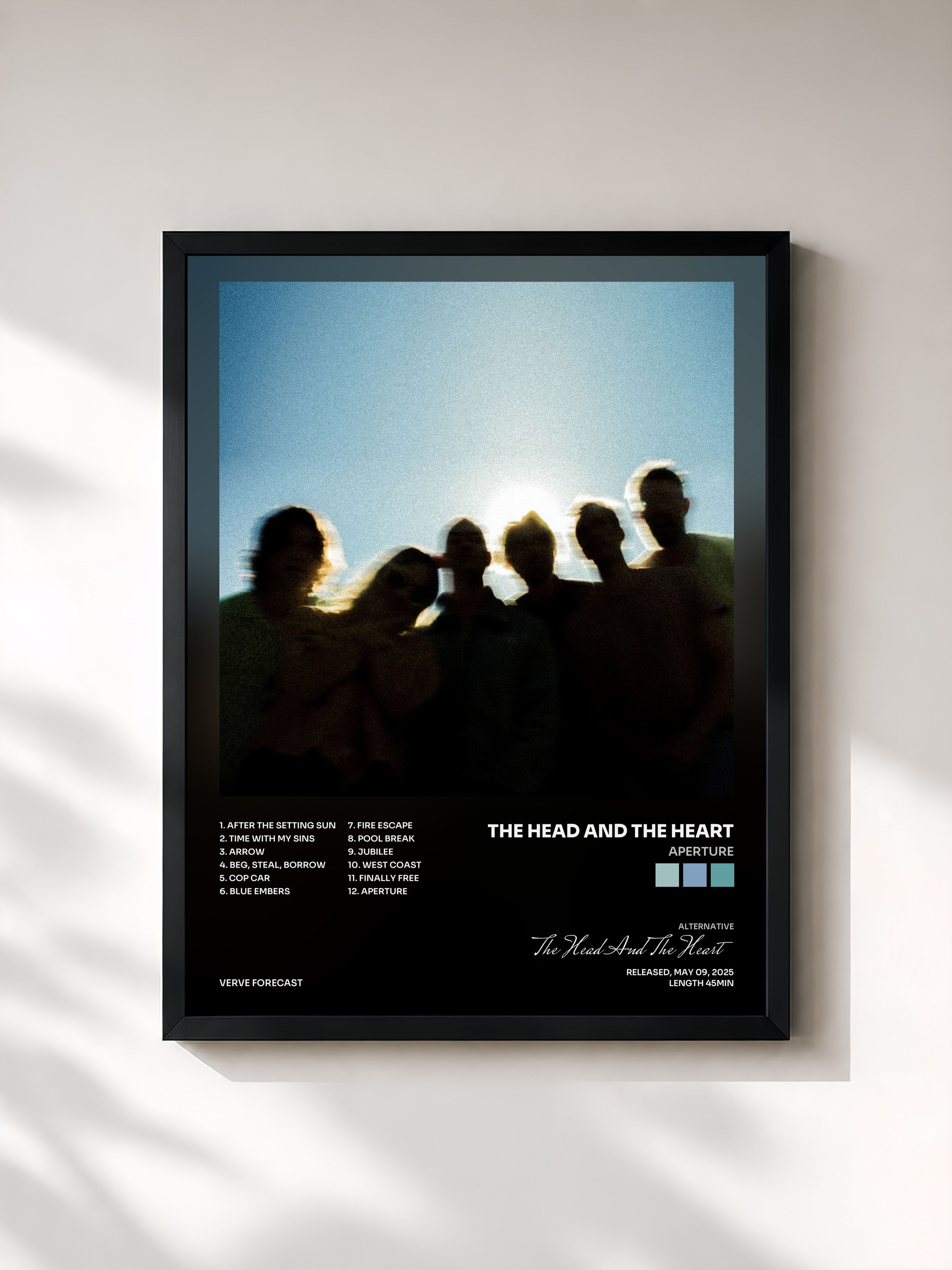 #noir Tableau de l'album Aperture de The Head And The Heart, cadre noir, imprimé et encadré en France
