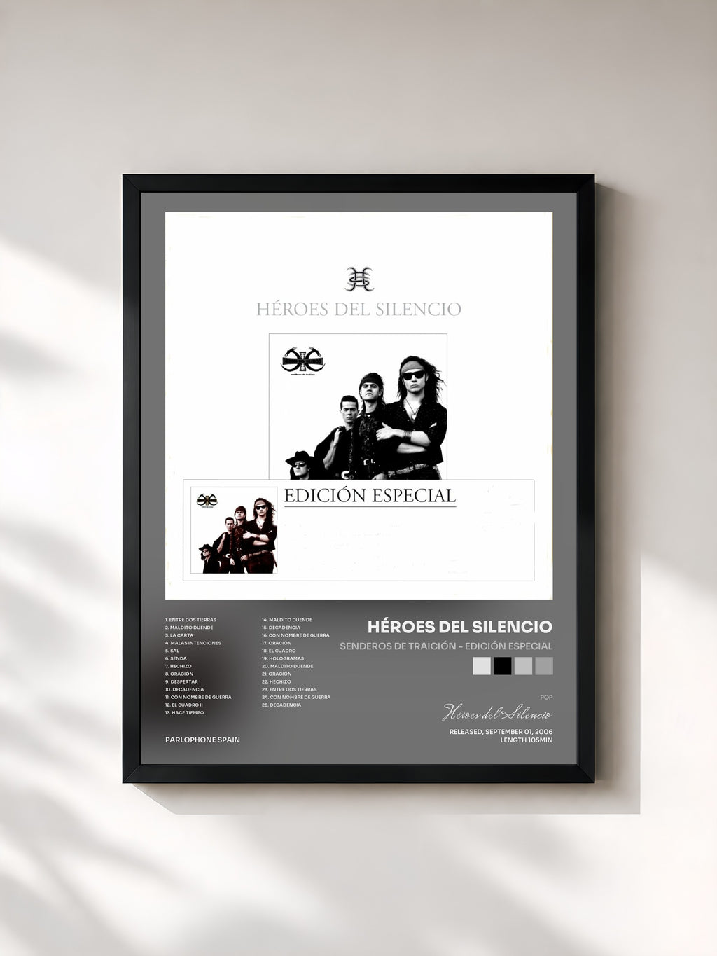 #noir Tableau de l'album Senderos De Traición - Edición Especial de Héroes del Silencio, cadre noir, imprimé et encadré en France