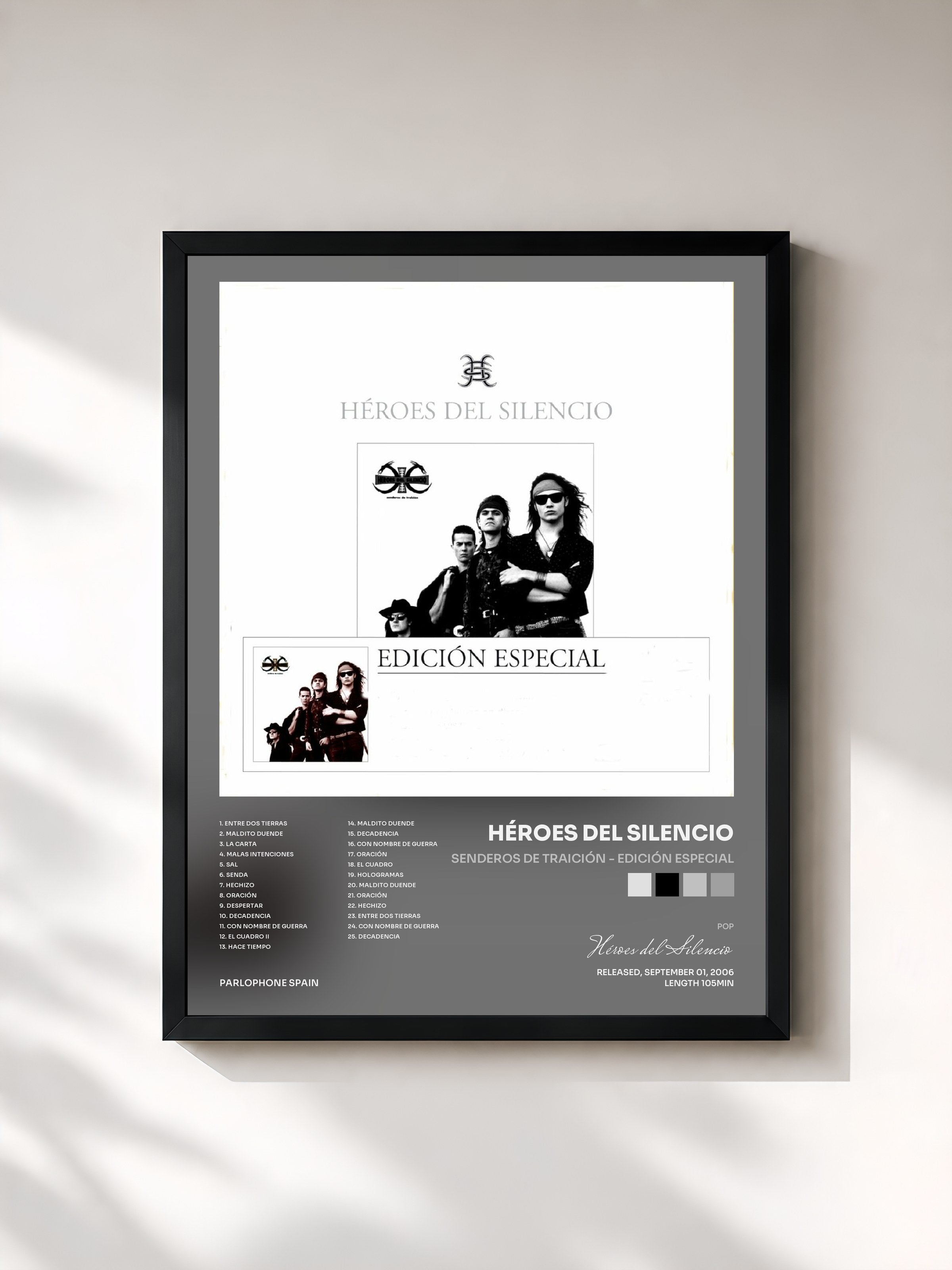 #noir Tableau de l'album Senderos De Traición - Edición Especial de Héroes del Silencio, cadre noir, imprimé et encadré en France