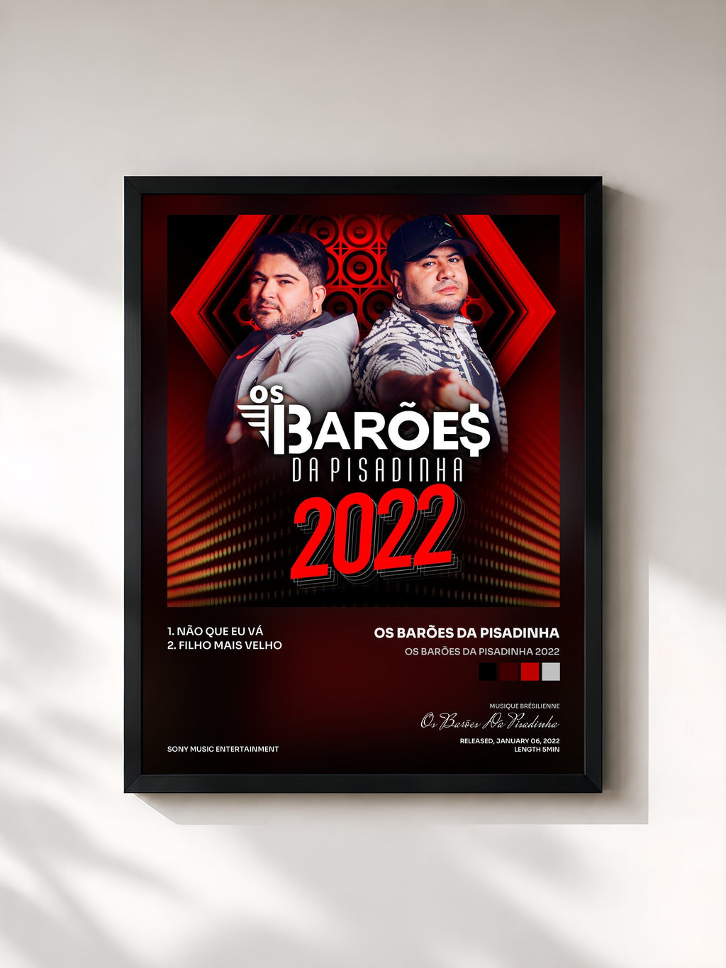 #noir Tableau de l'album Os Barões da Pisadinha 2022 de Os Barões Da Pisadinha, cadre noir, imprimé et encadré en France