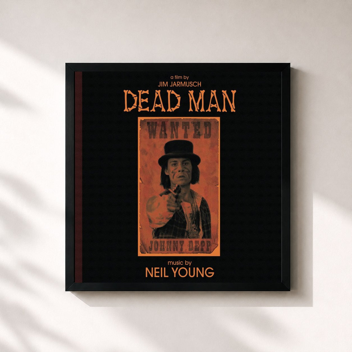 #noir Tableau carré de l'album Dead Man: A Film By Jim Jarmusch (Music From And Inspired By The Motion Picture) de Neil Young, cadre noir 32x32 cm