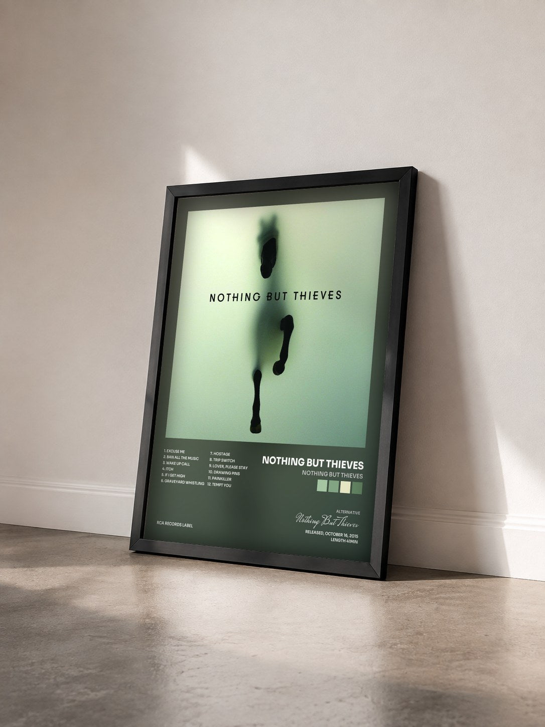 #noir Tableau de l'album Nothing But Thieves de Nothing But Thieves vu de trois quarts, cadre noir