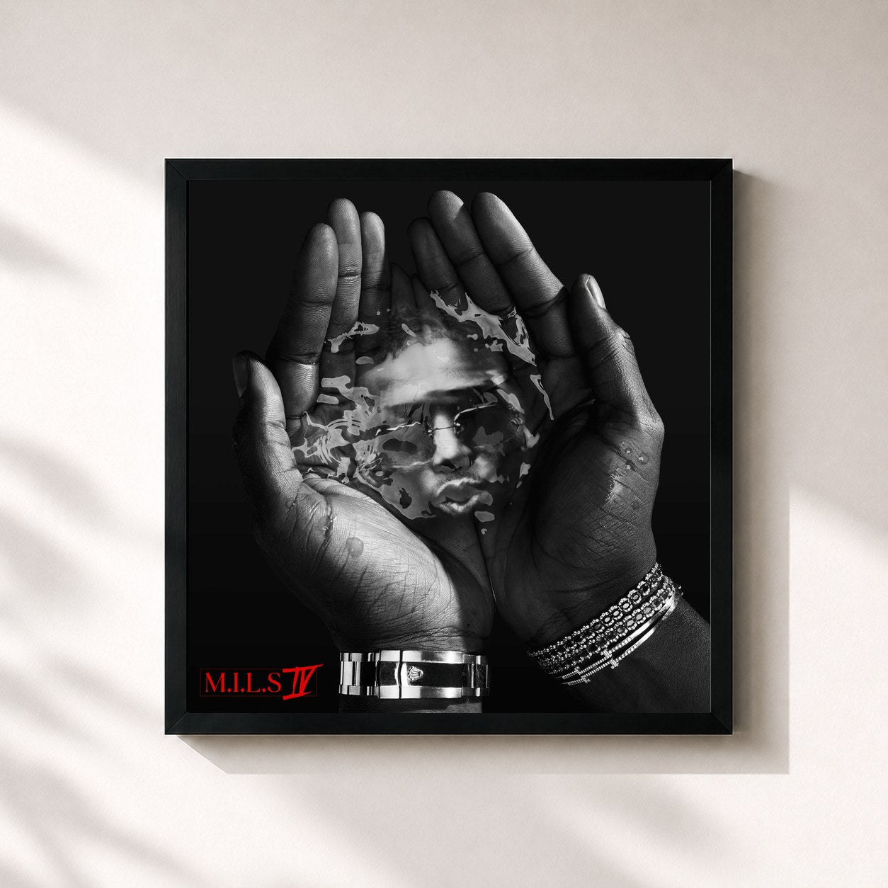 #noir M.I.L.S 4 by Ninho as a square framed art print, black 32x32 cm frame