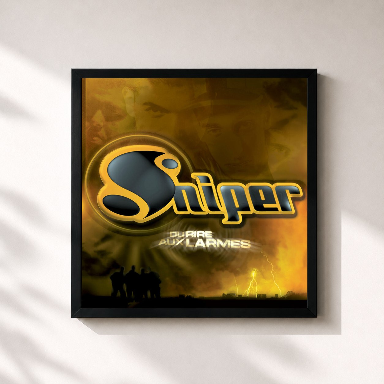 #noir Du rire aux larmes by Sniper as a square framed art print, black 32x32 cm frame