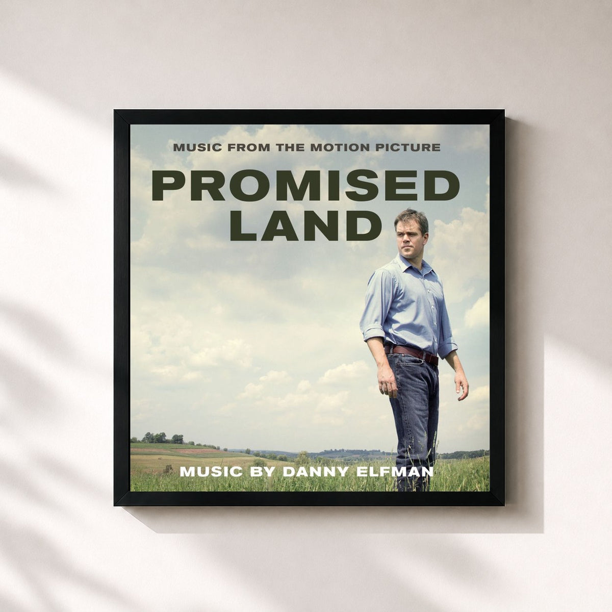 #noir Tableau carré de l'album Promised Land de Danny Elfman, cadre noir 32x32 cm