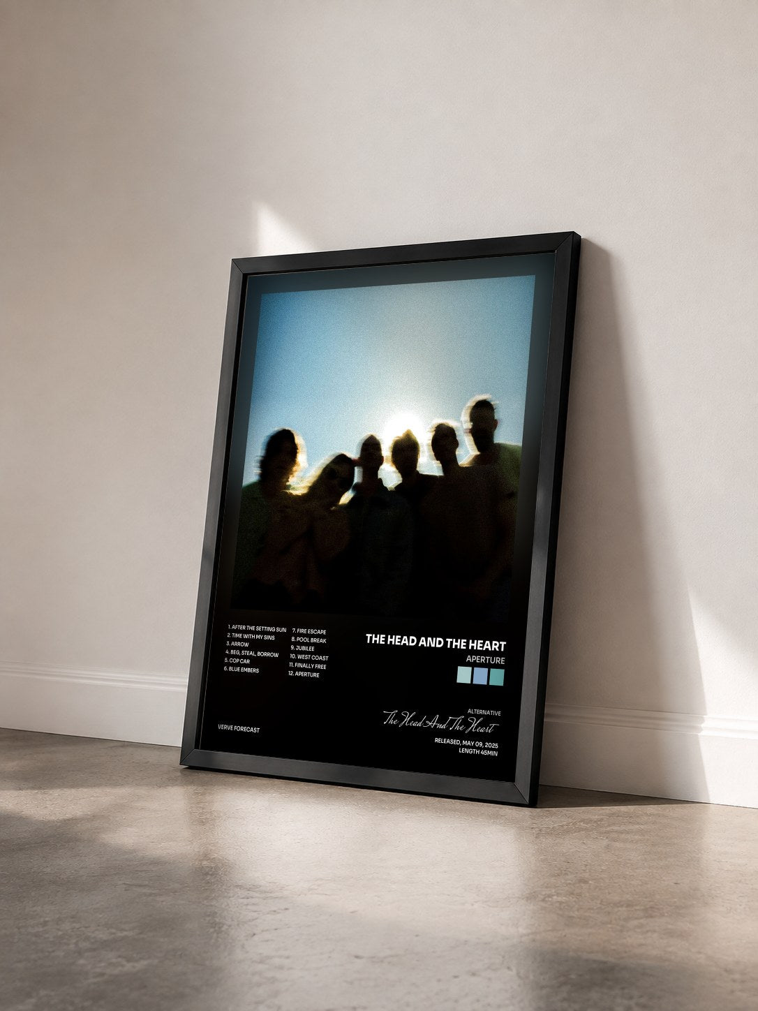 #noir Tableau de l'album Aperture de The Head And The Heart vu de trois quarts, cadre noir
