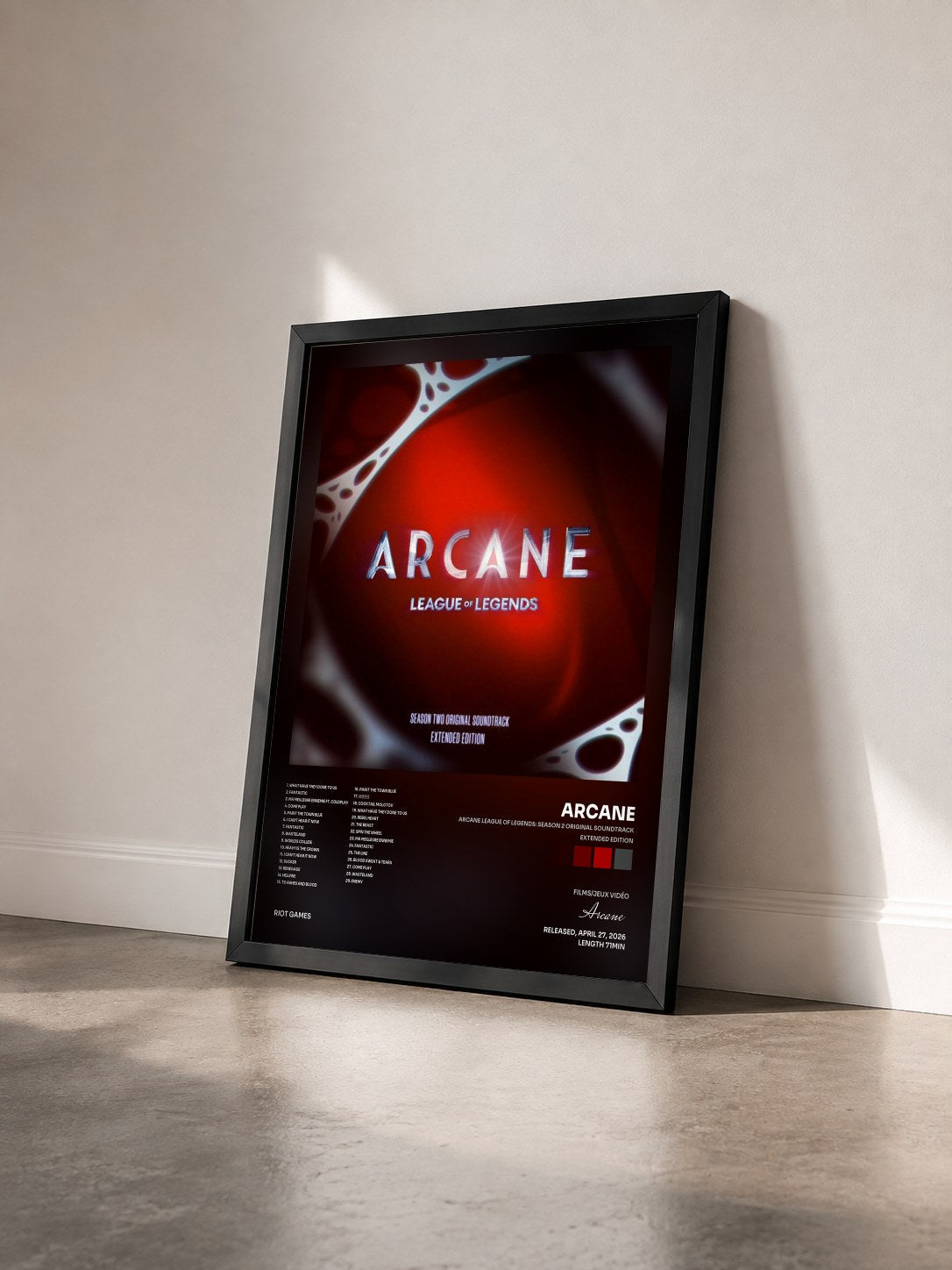 #noir Tableau de l'album Arcane League of Legends: Season 2 Original Soundtrack (Extended Edition) de Arcane vu de trois quarts, cadre noir