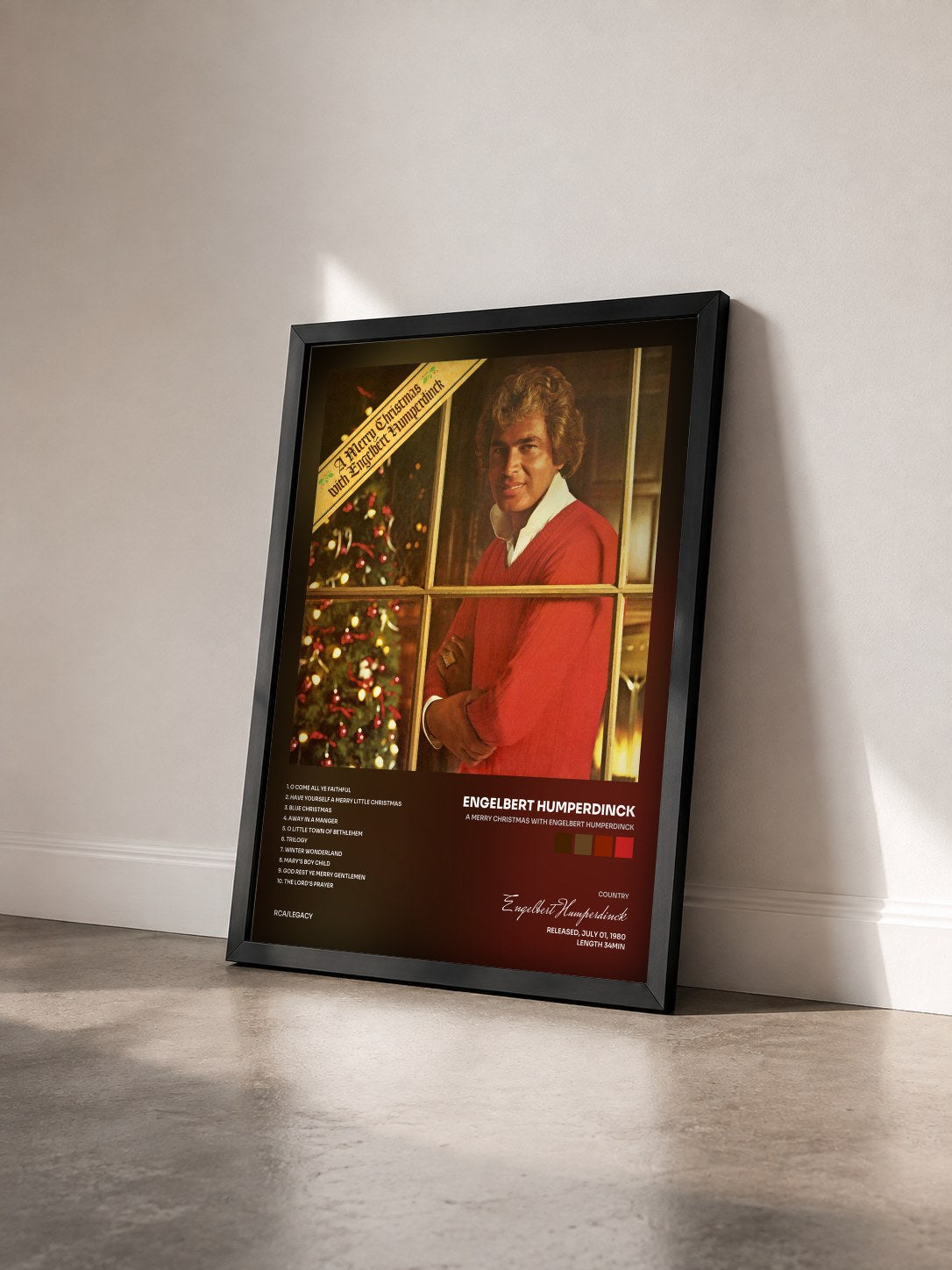 #noir Tableau de l'album A Merry Christmas With Engelbert Humperdinck de Engelbert Humperdinck vu de trois quarts, cadre noir