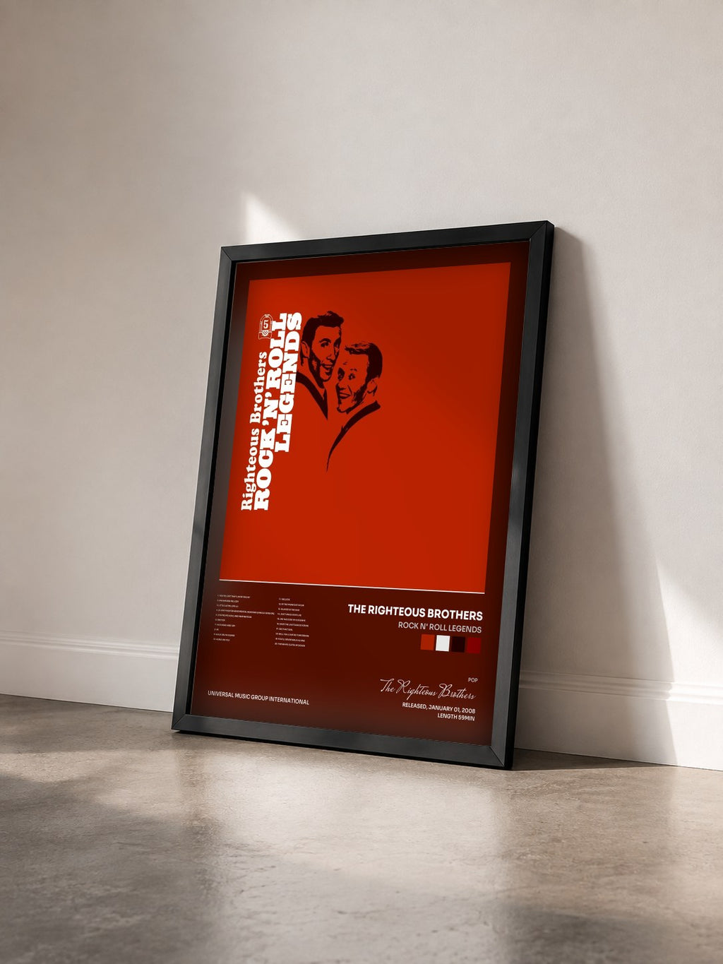 #noir Tableau de l'album Rock N' Roll Legends de The Righteous Brothers vu de trois quarts, cadre noir