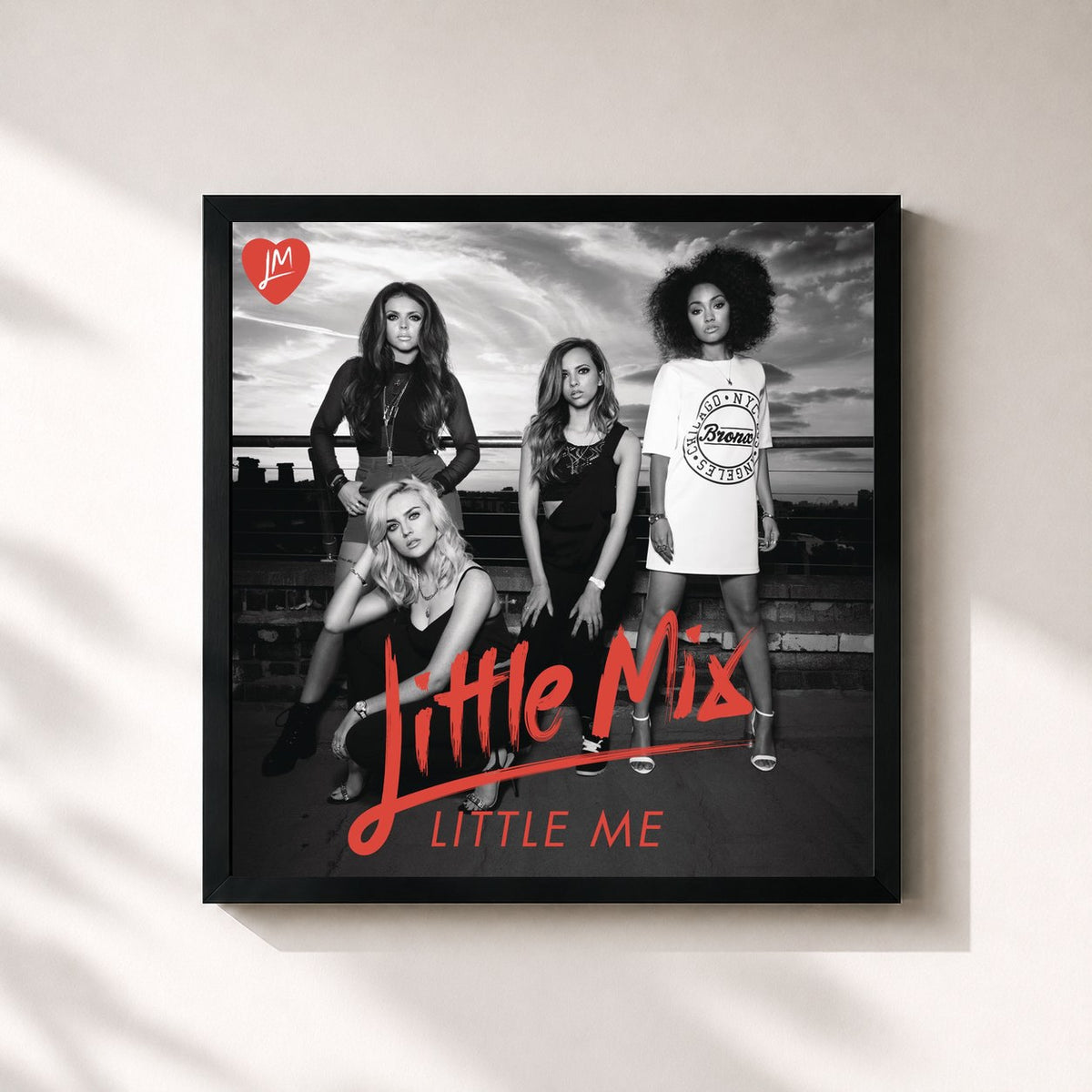 #noir Tableau carré de l'album Little Me (Remixes) de Little Mix, cadre noir 32x32 cm