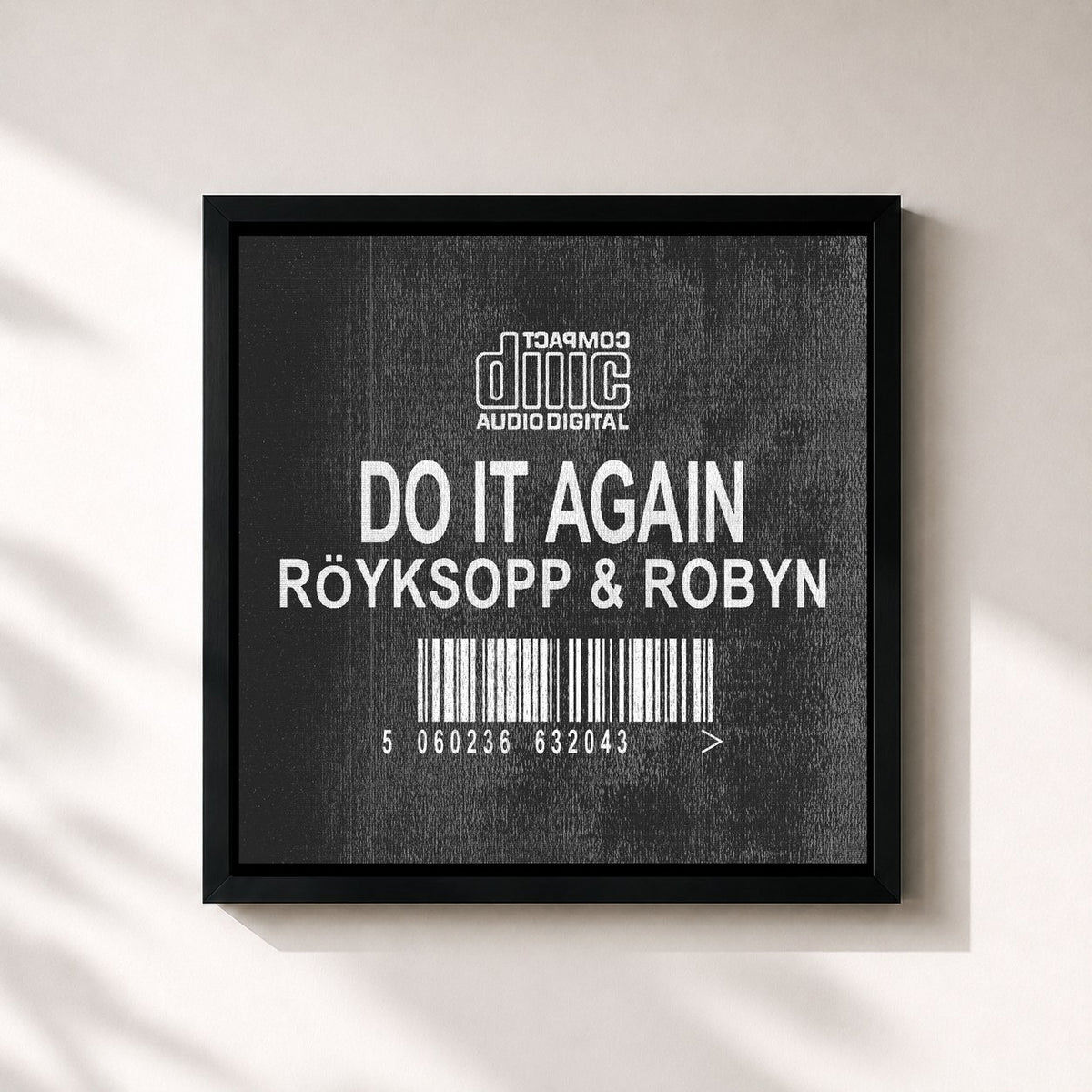 #noir Tableau carré de l'album Do It Again (Remixes) de Röyksopp, cadre noir 32x32 cm