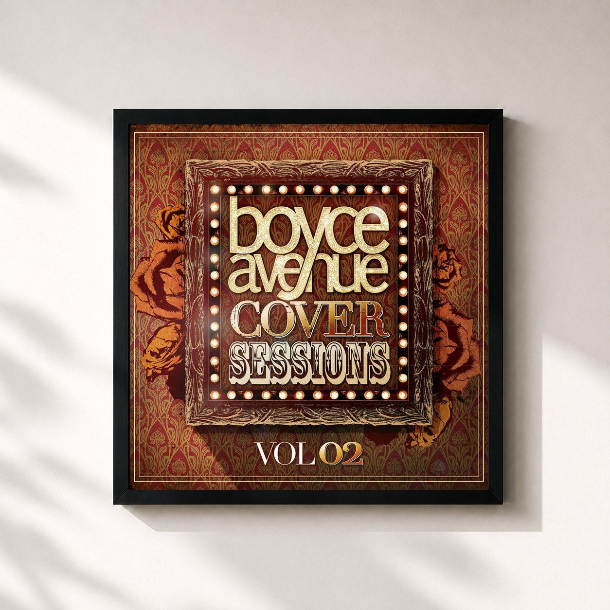 #noir Tableau carré de l'album Cover Sessions, Vol. 2 de Boyce Avenue, cadre noir 32x32 cm