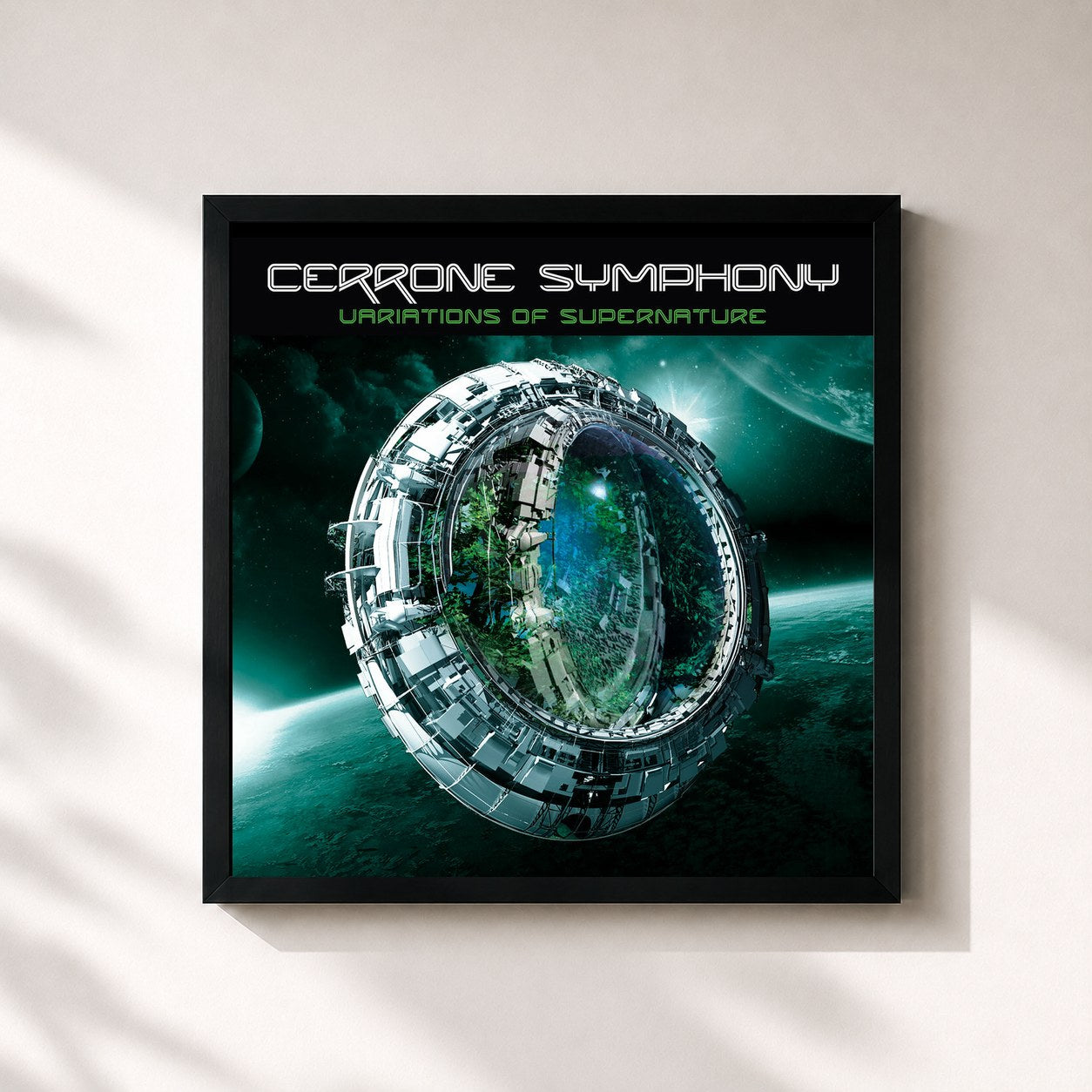 #noir Tableau carré de l'album Cerrone Symphony : Variations of Supernature de Cerrone, cadre noir 32x32 cm