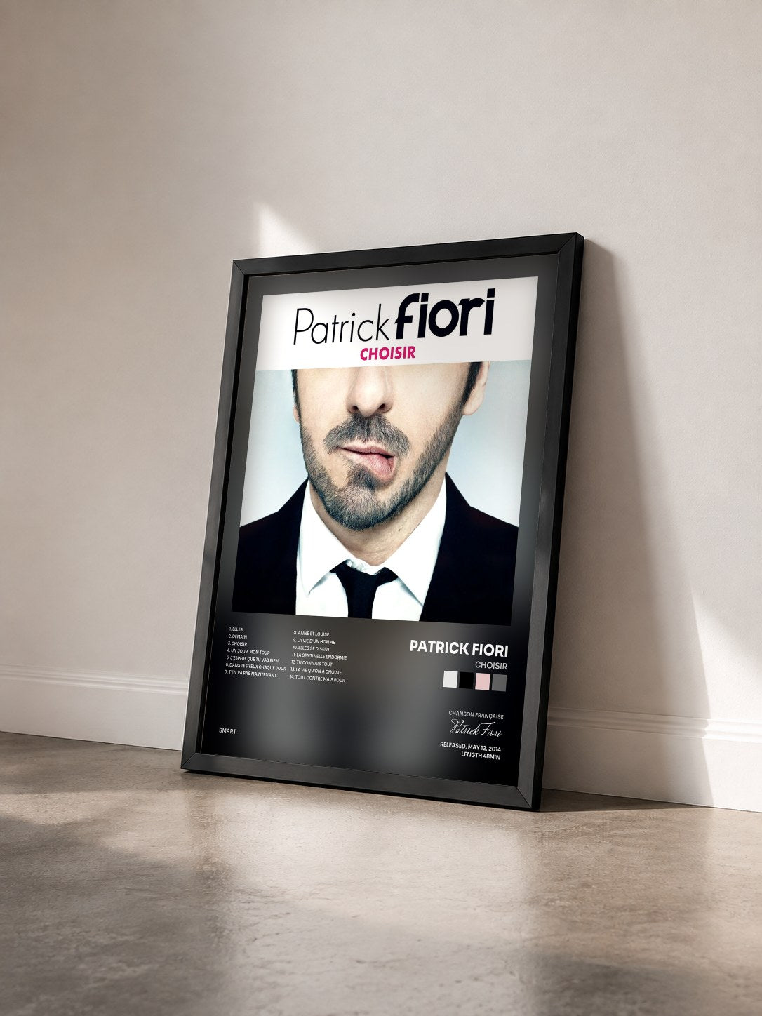 #noir Tableau de l'album Choisir de Patrick Fiori vu de trois quarts, cadre noir
