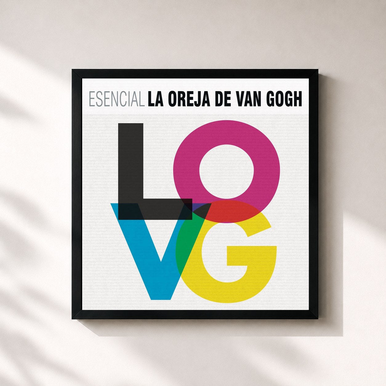 #noir Tableau carré de l'album Esencial La Oreja de Van Gogh de La Oreja de Van Gogh, cadre noir 32x32 cm