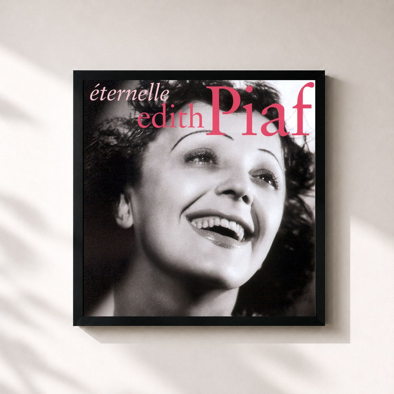 #noir Tableau carré de l'album Eternelle de Edith Piaf, cadre noir 32x32 cm