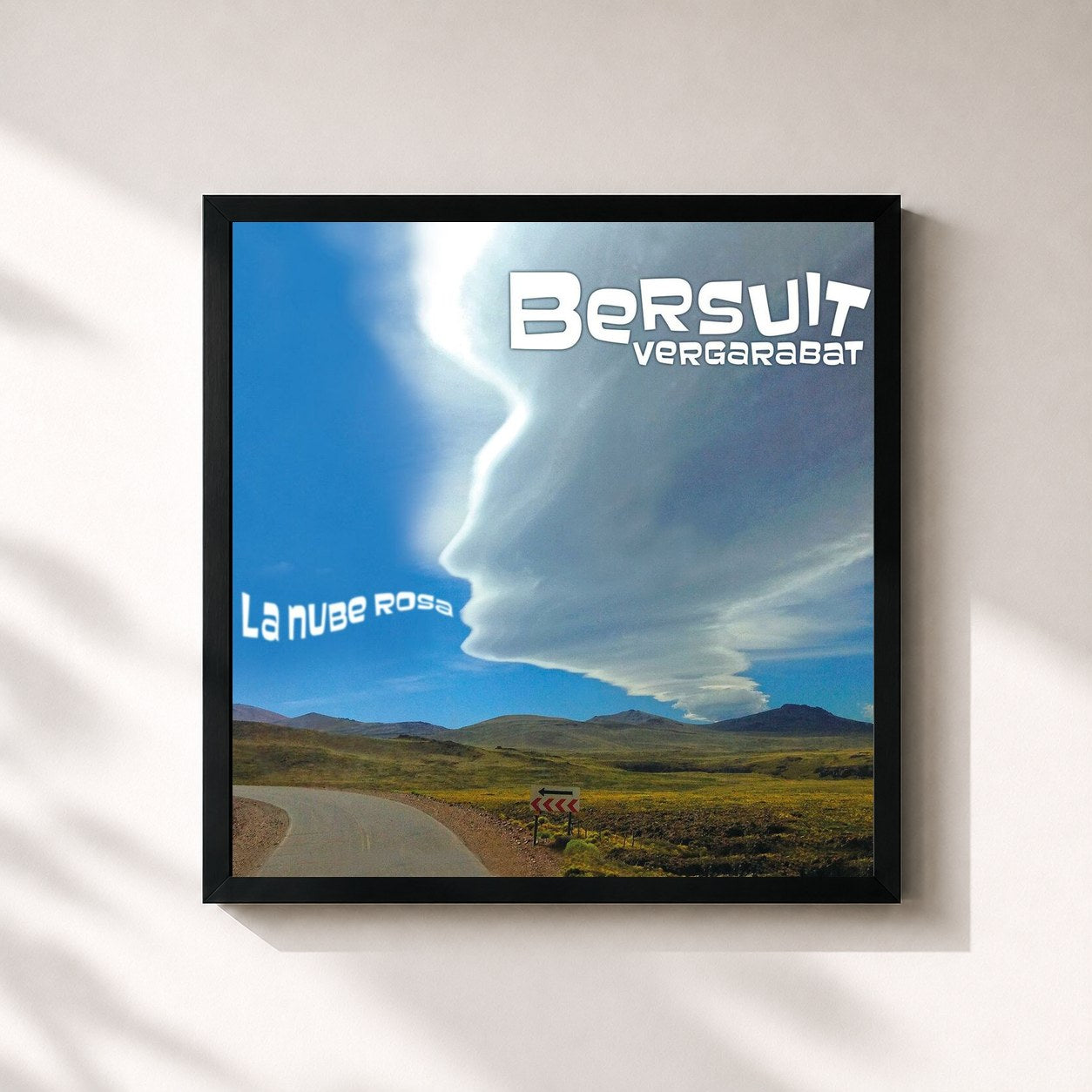 #noir Tableau carré de l'album La Nube Rosa de Bersuit Vergarabat, cadre noir 32x32 cm