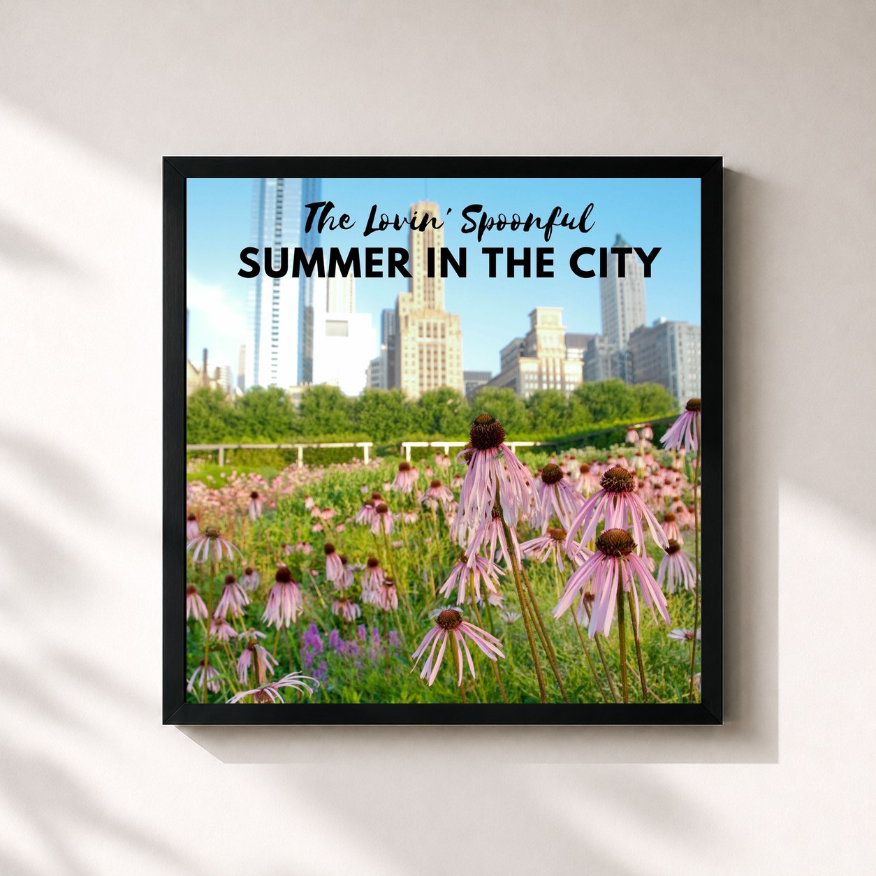 #noir Tableau carré de l'album Summer in the City de The Lovin' Spoonful, cadre noir 32x32 cm